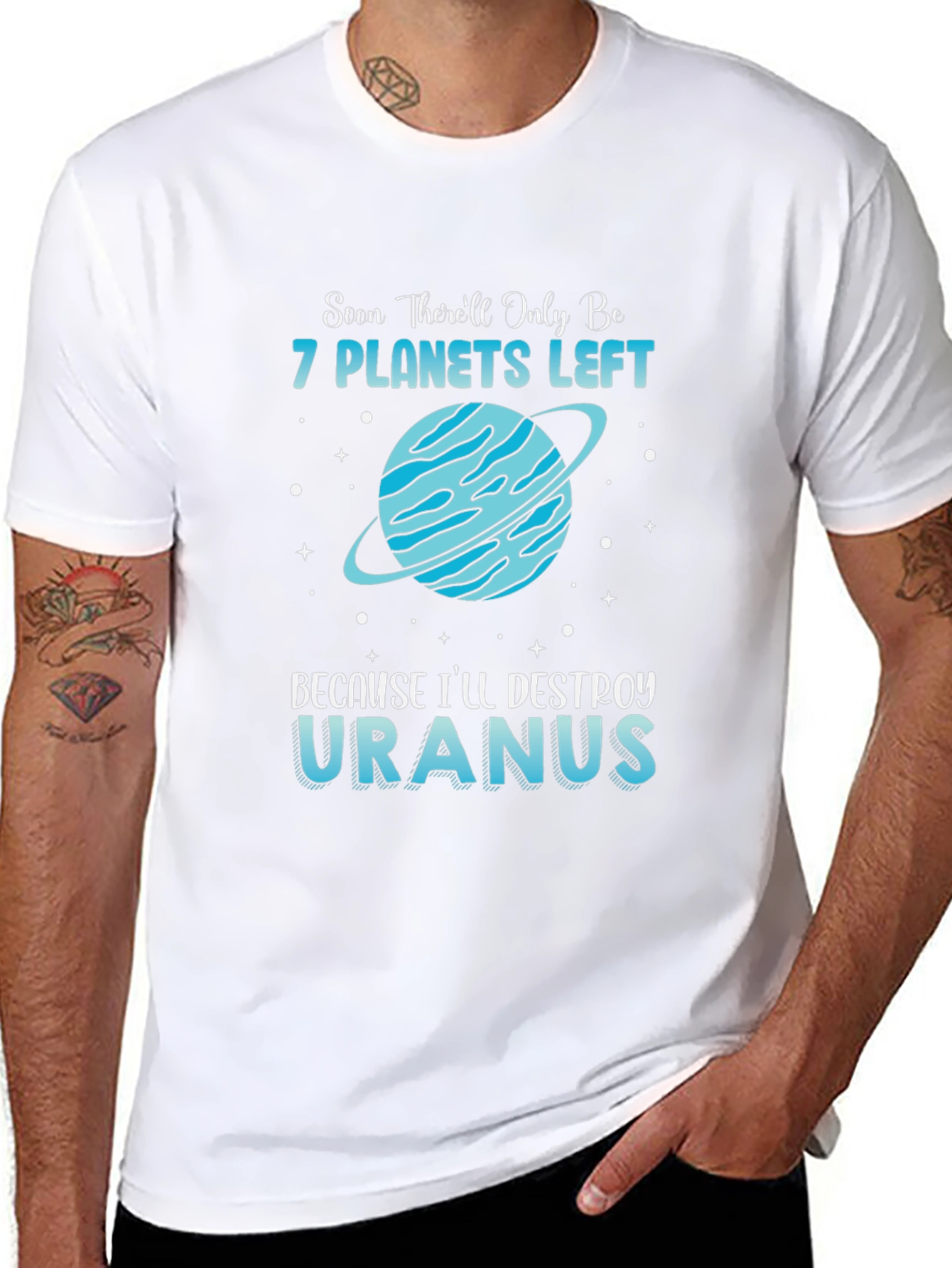 Funny 7 Planets Left Destroy Uranus T-Shirt