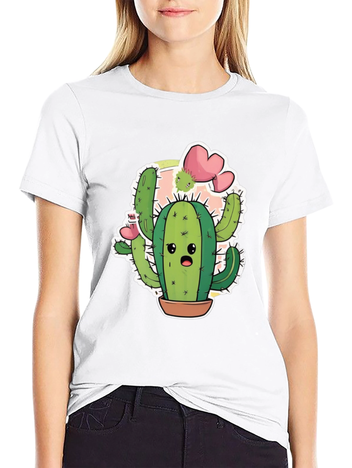 Cute Cactus T-Shirt - Unisex Black Cotton Tee