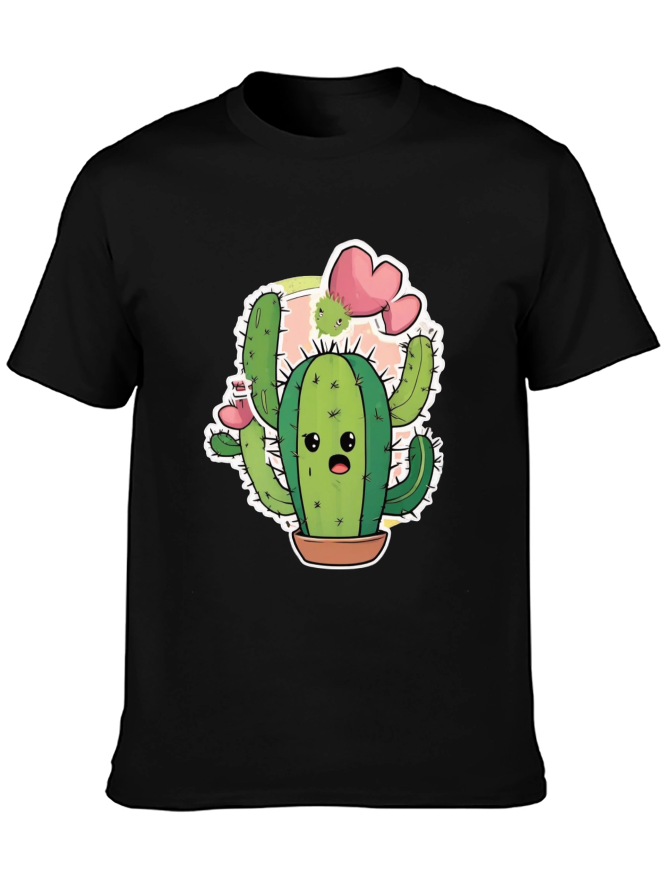 Cute Cactus T-Shirt - Unisex Black Cotton Tee