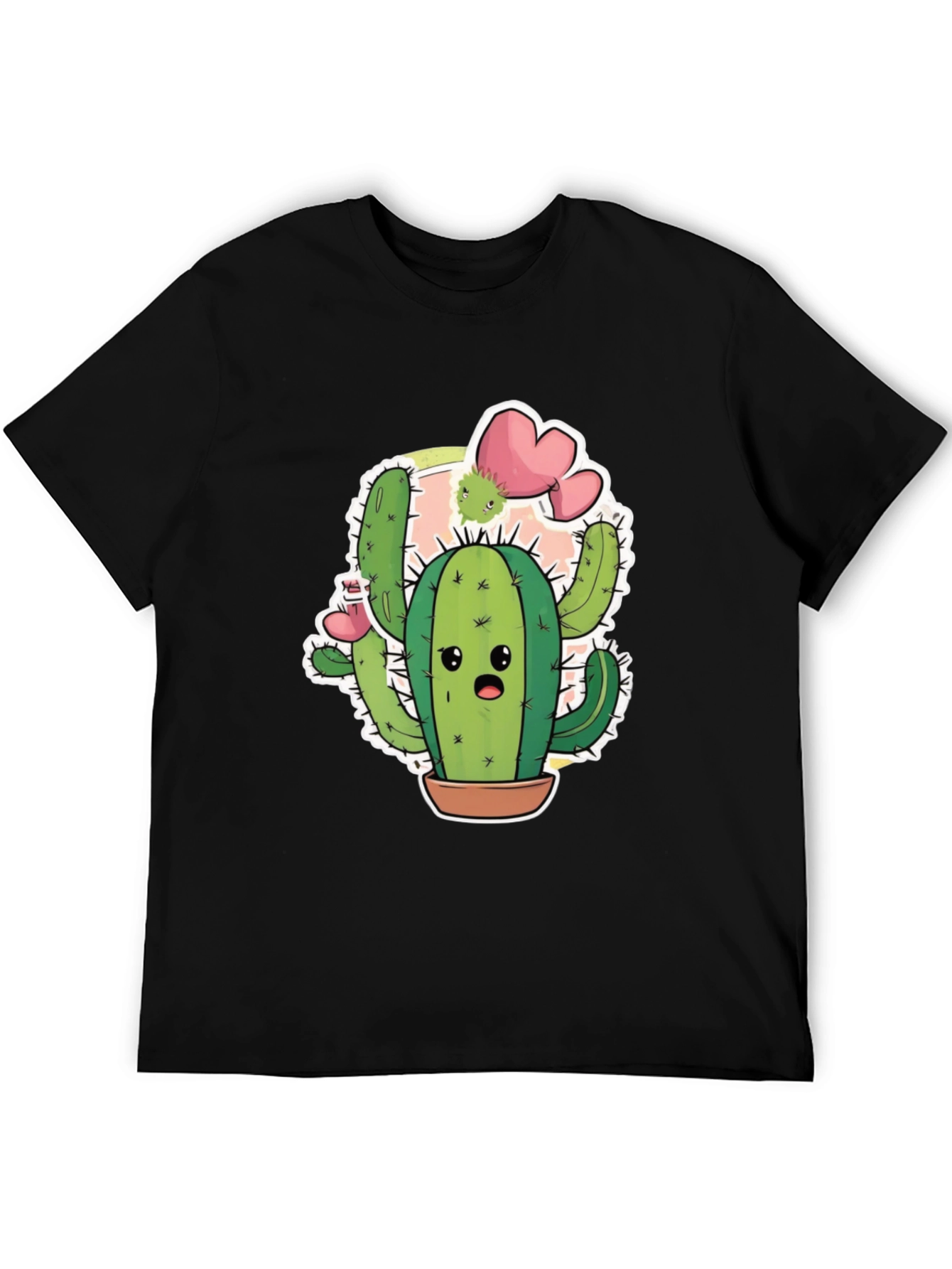 Cute Cactus T-Shirt - Unisex Black Cotton Tee