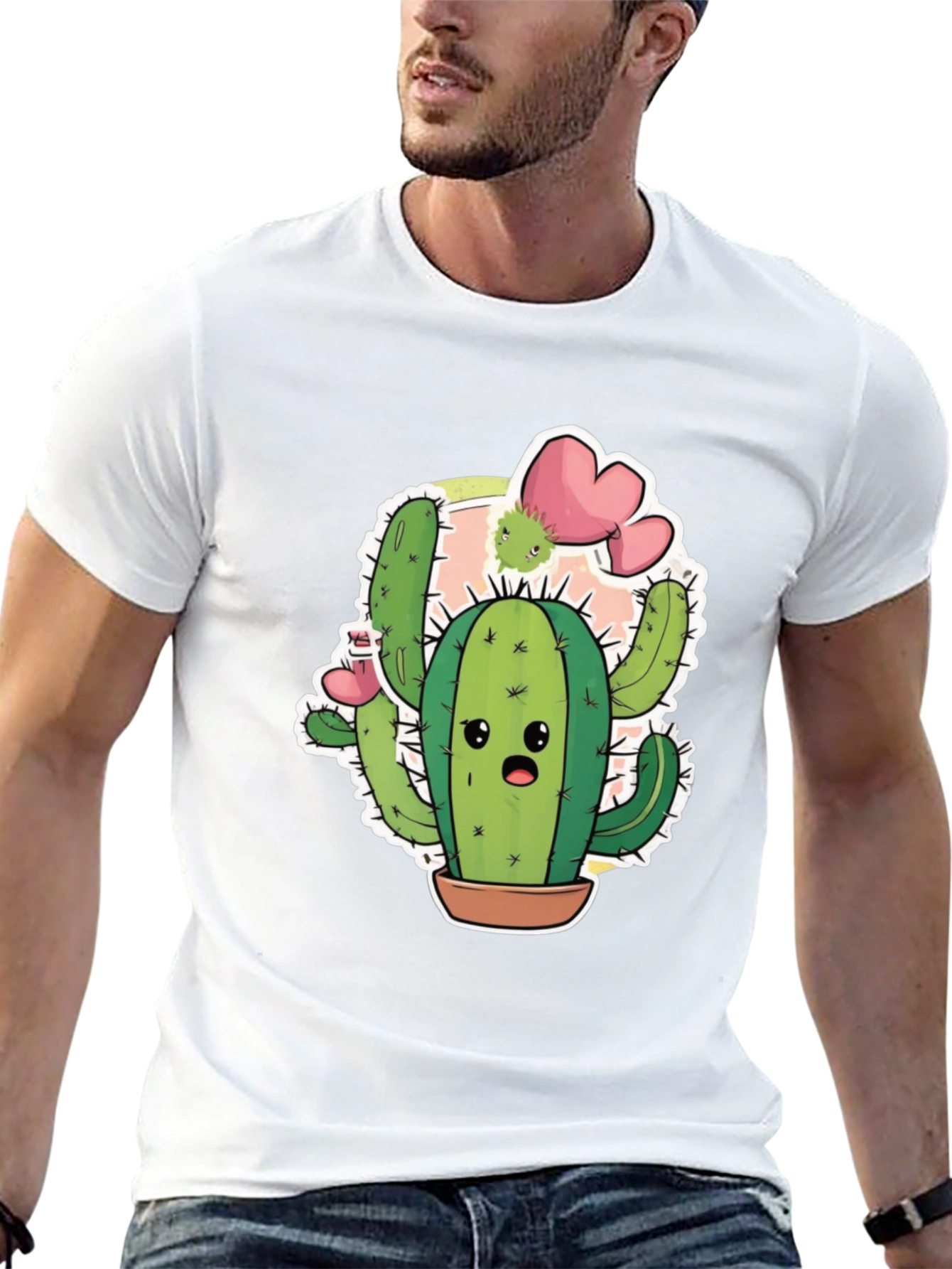 Cute Cactus T-Shirt - Unisex Black Cotton Tee