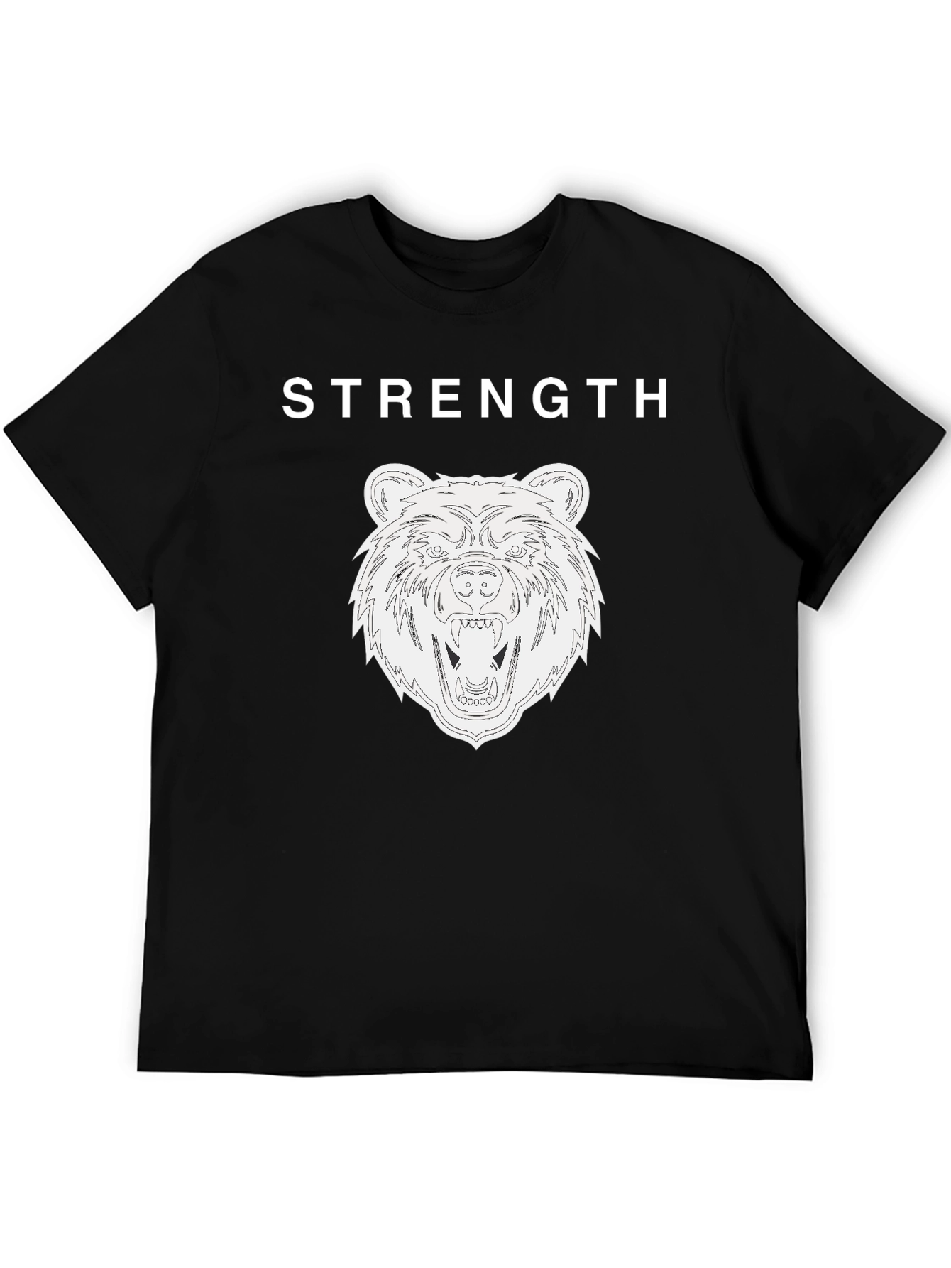 Strength Bear Graphic Tee - Black Cotton T-Shirt