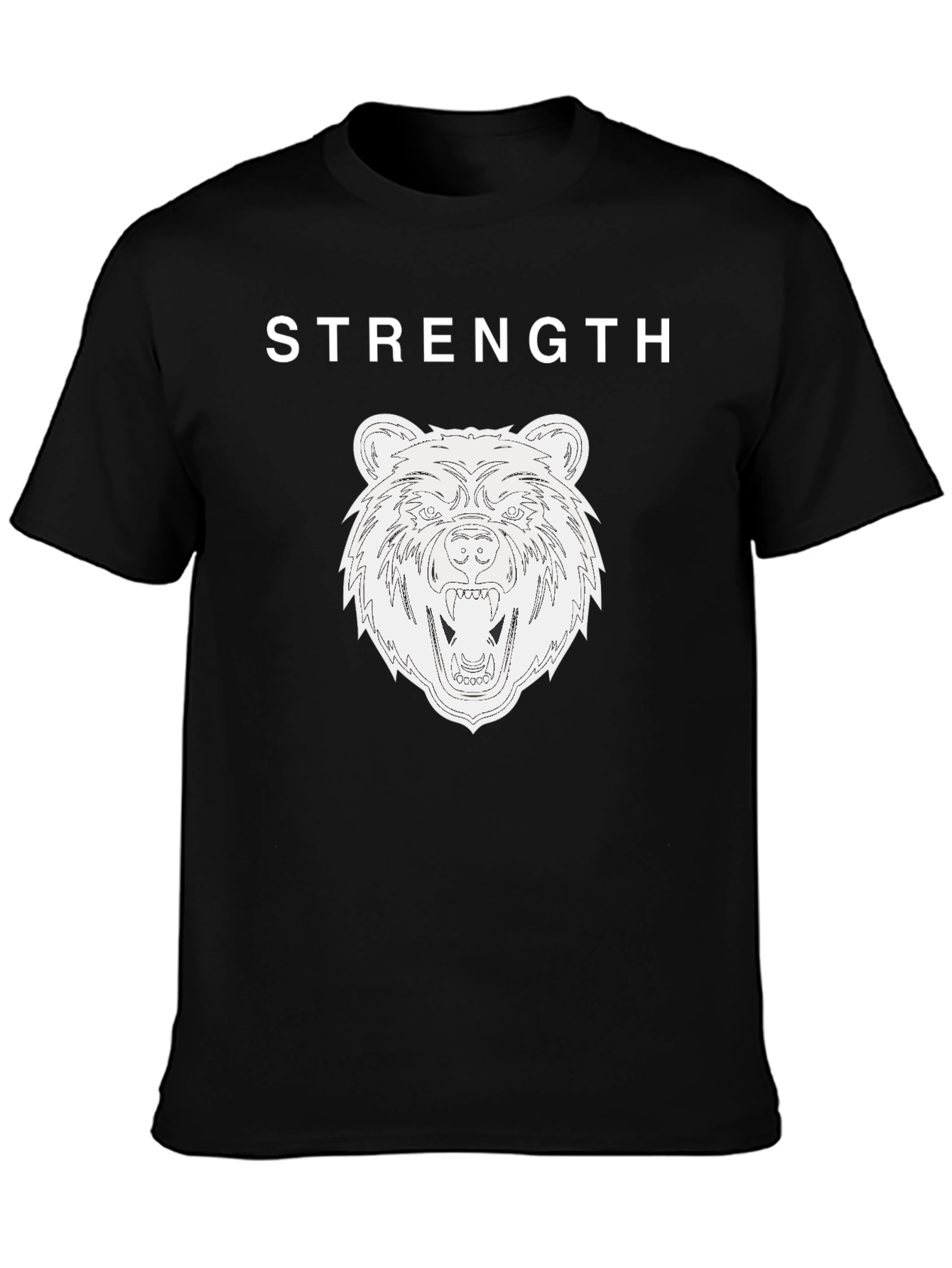 Strength Bear Graphic Tee - Black Cotton T-Shirt