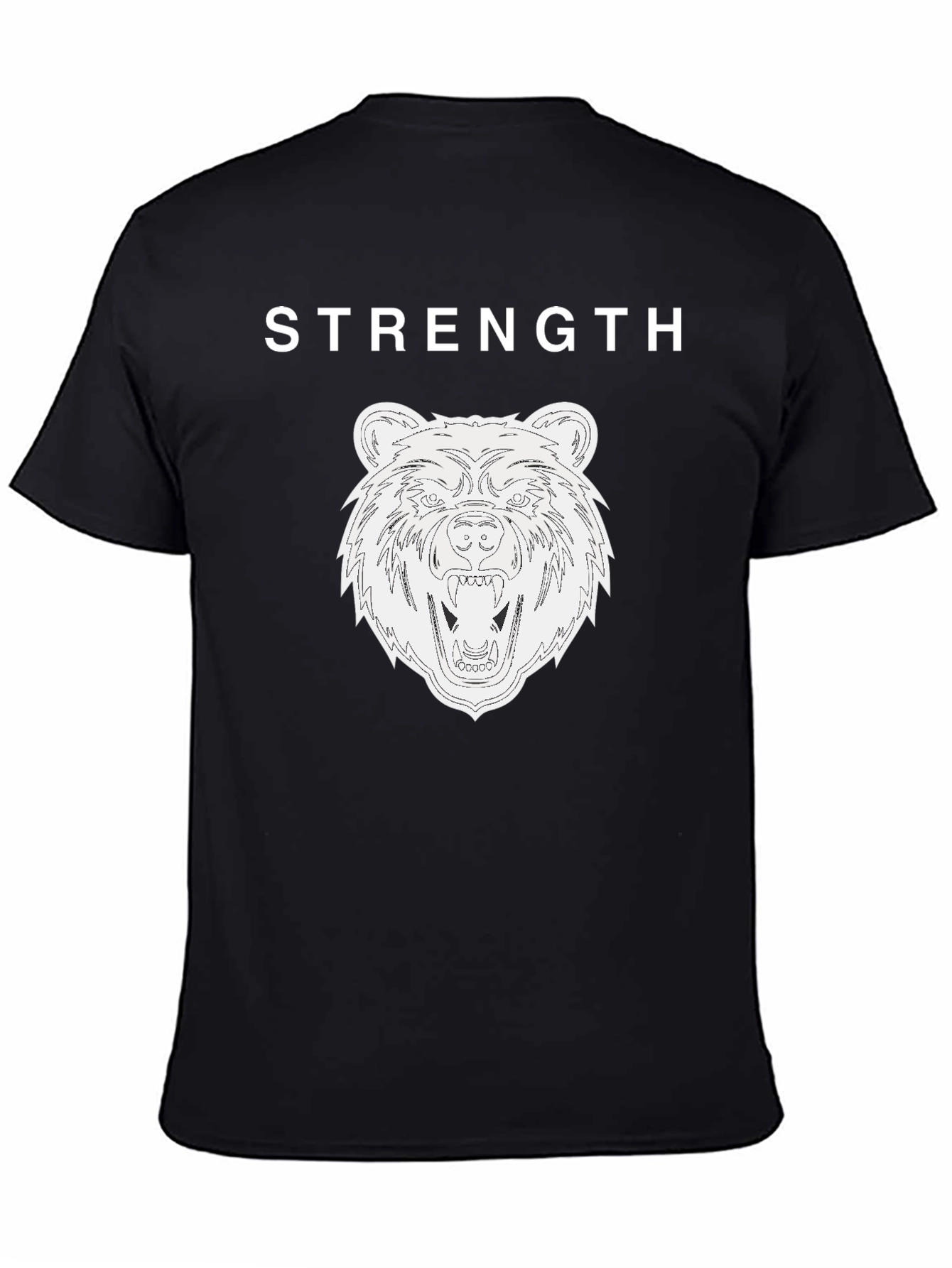 Strength Bear Graphic Tee - Black Cotton T-Shirt