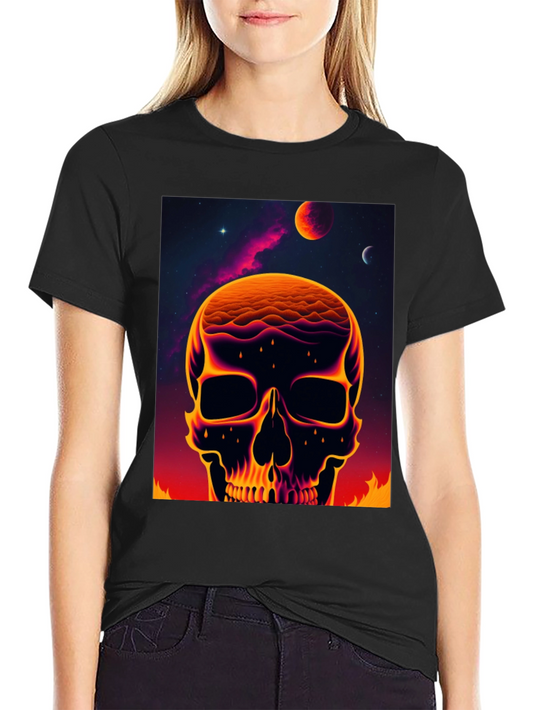 Cosmic Skull Graphic Tee - Bold Outer Space Design