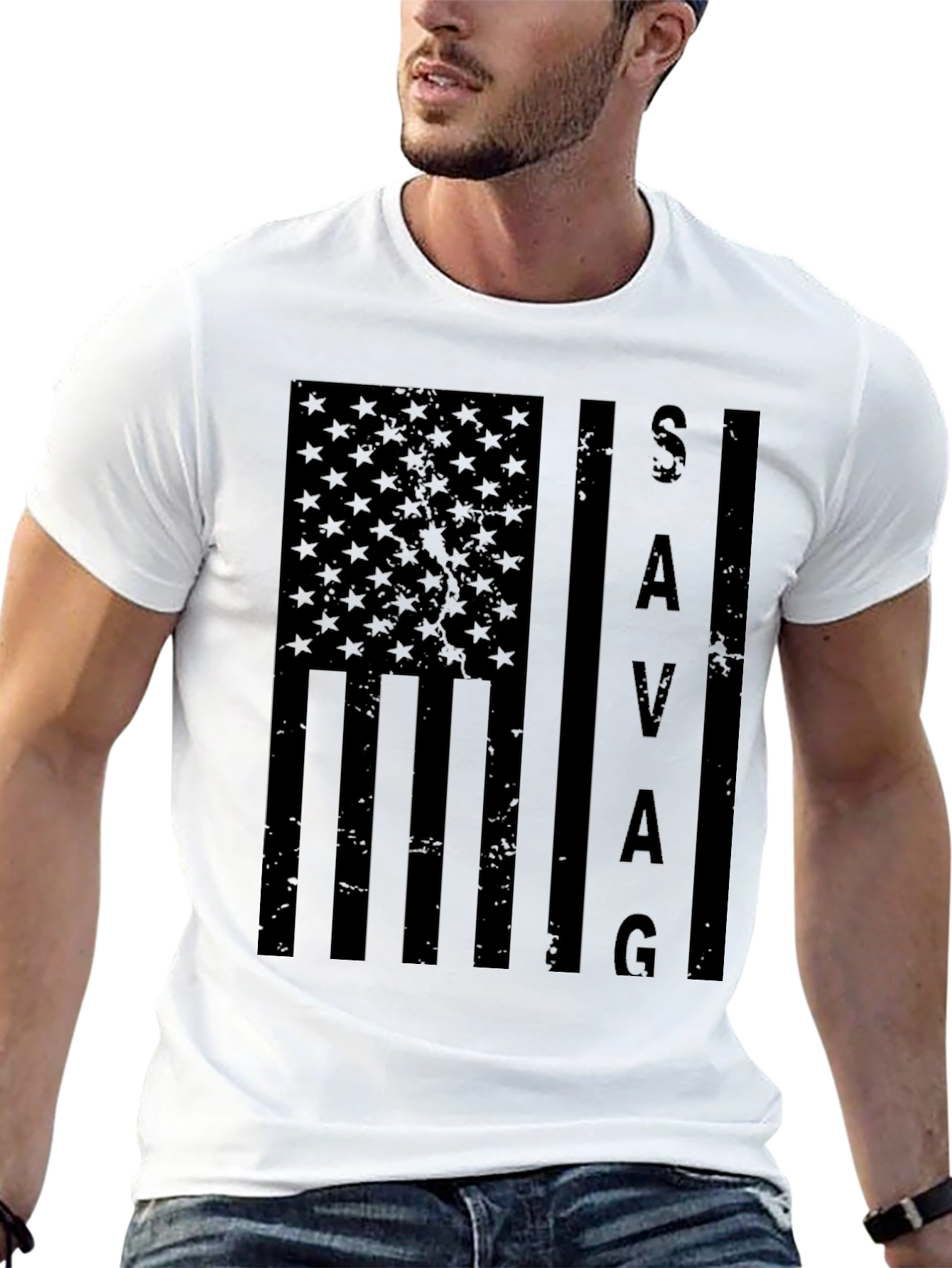Savage American Flag Graphic T-Shirt