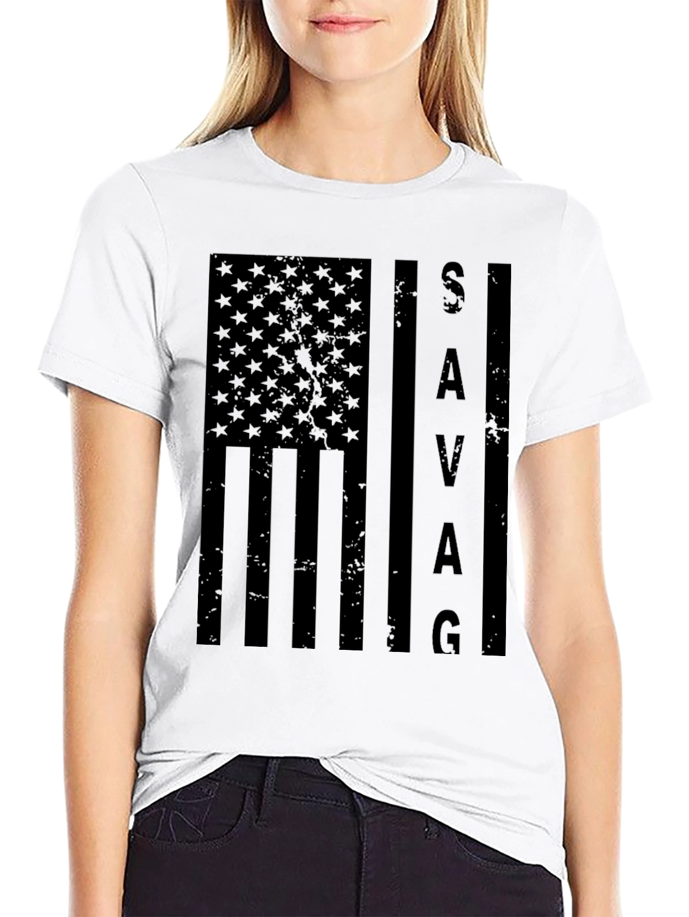 Savage American Flag Graphic T-Shirt