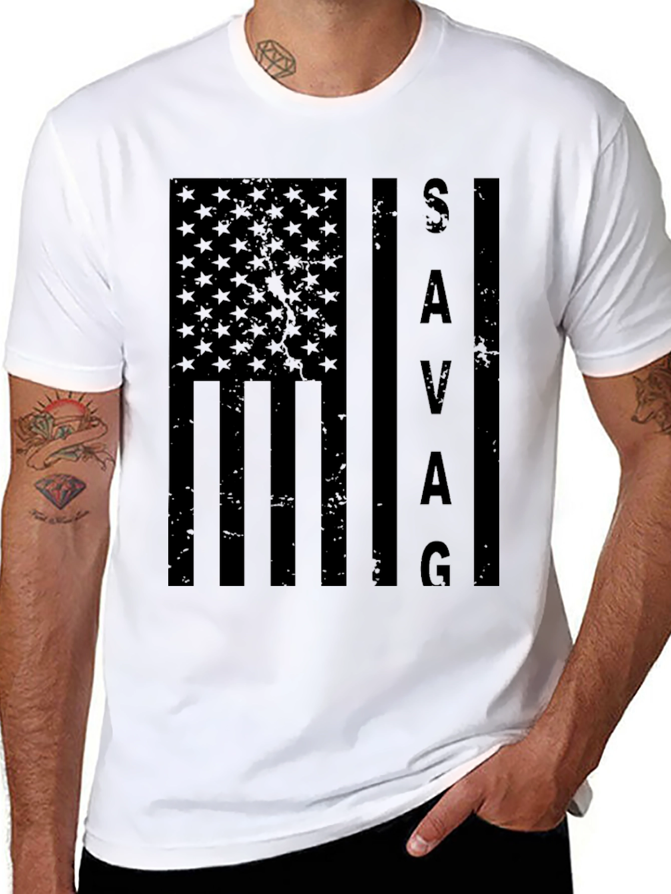 Savage American Flag Graphic T-Shirt