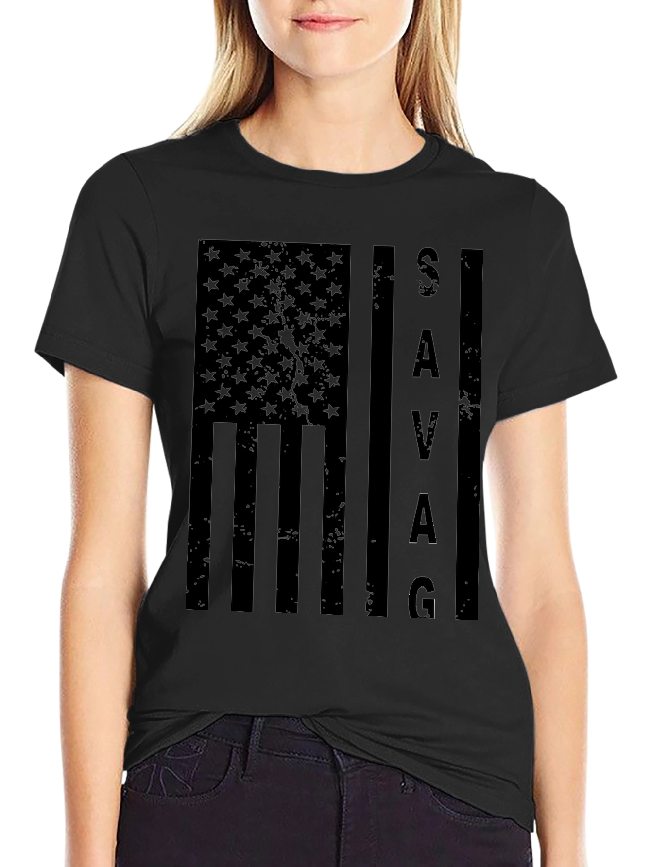 Savage American Flag Graphic T-Shirt