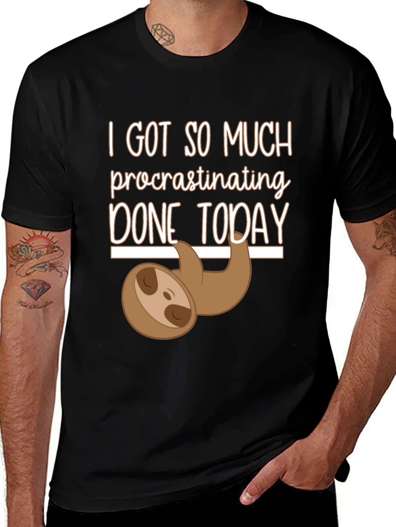 Procrastinating Sloth Graphic T-Shirt