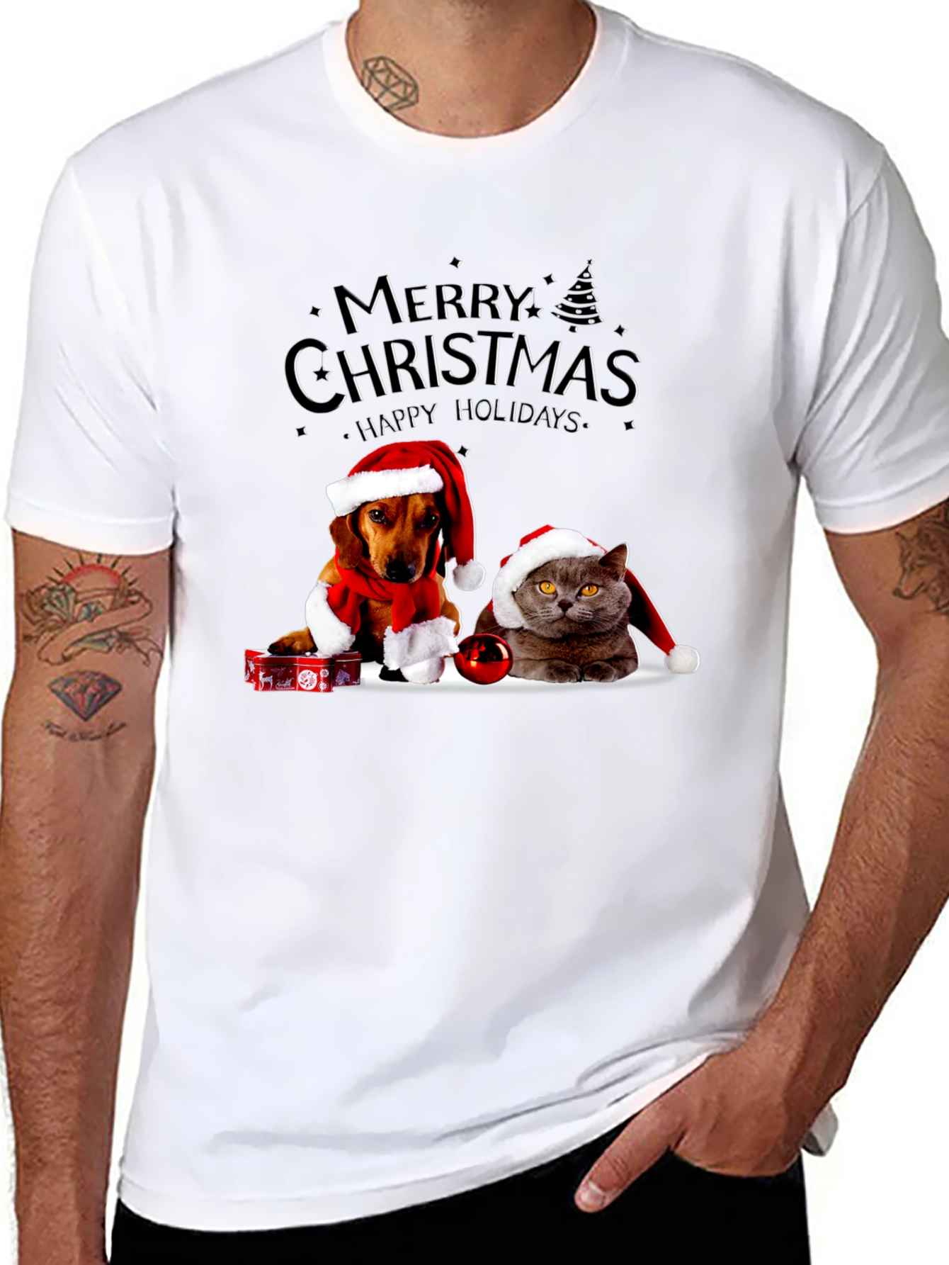 Merry Christmas Dog and Cat T-Shirt