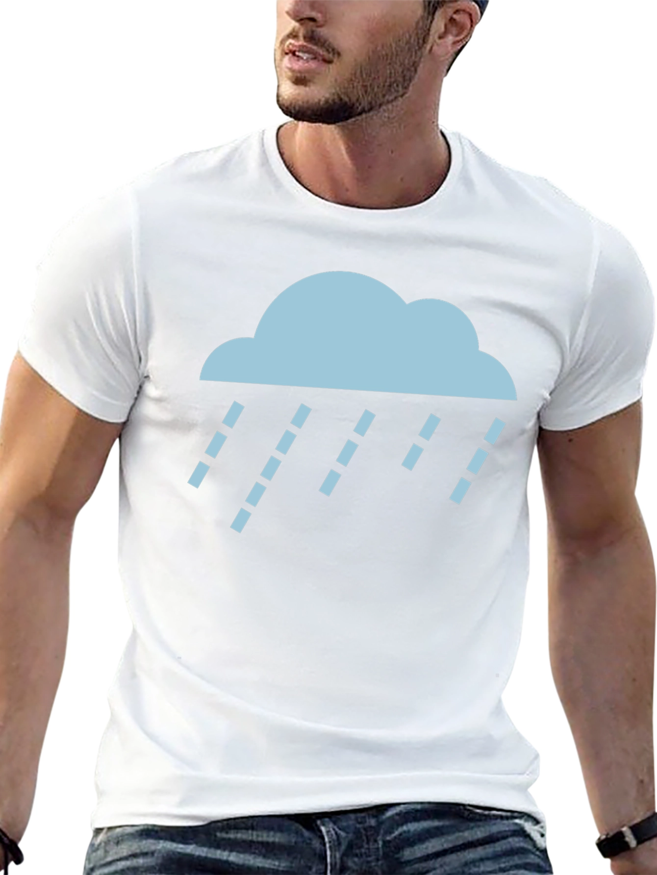 Rain Cloud Graphic Tee - Soft Black Cotton T-Shirt