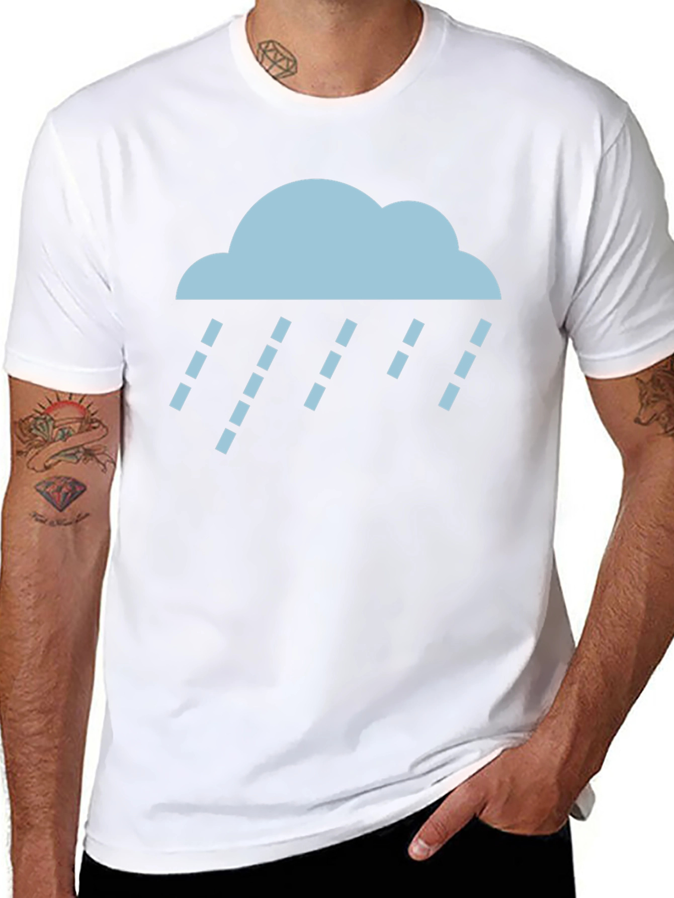 Rain Cloud Graphic Tee - Soft Black Cotton T-Shirt