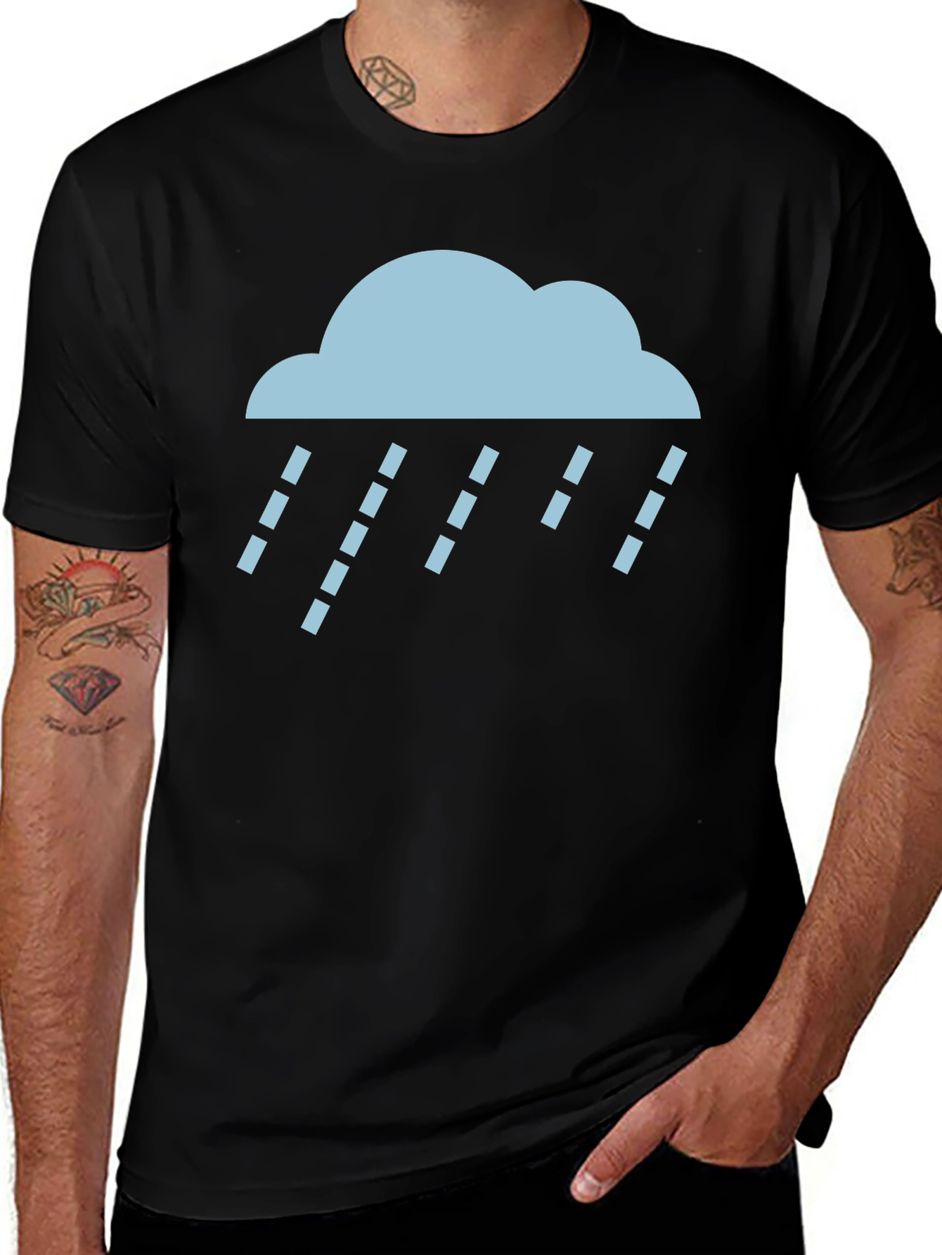 Rain Cloud Graphic Tee - Soft Black Cotton T-Shirt