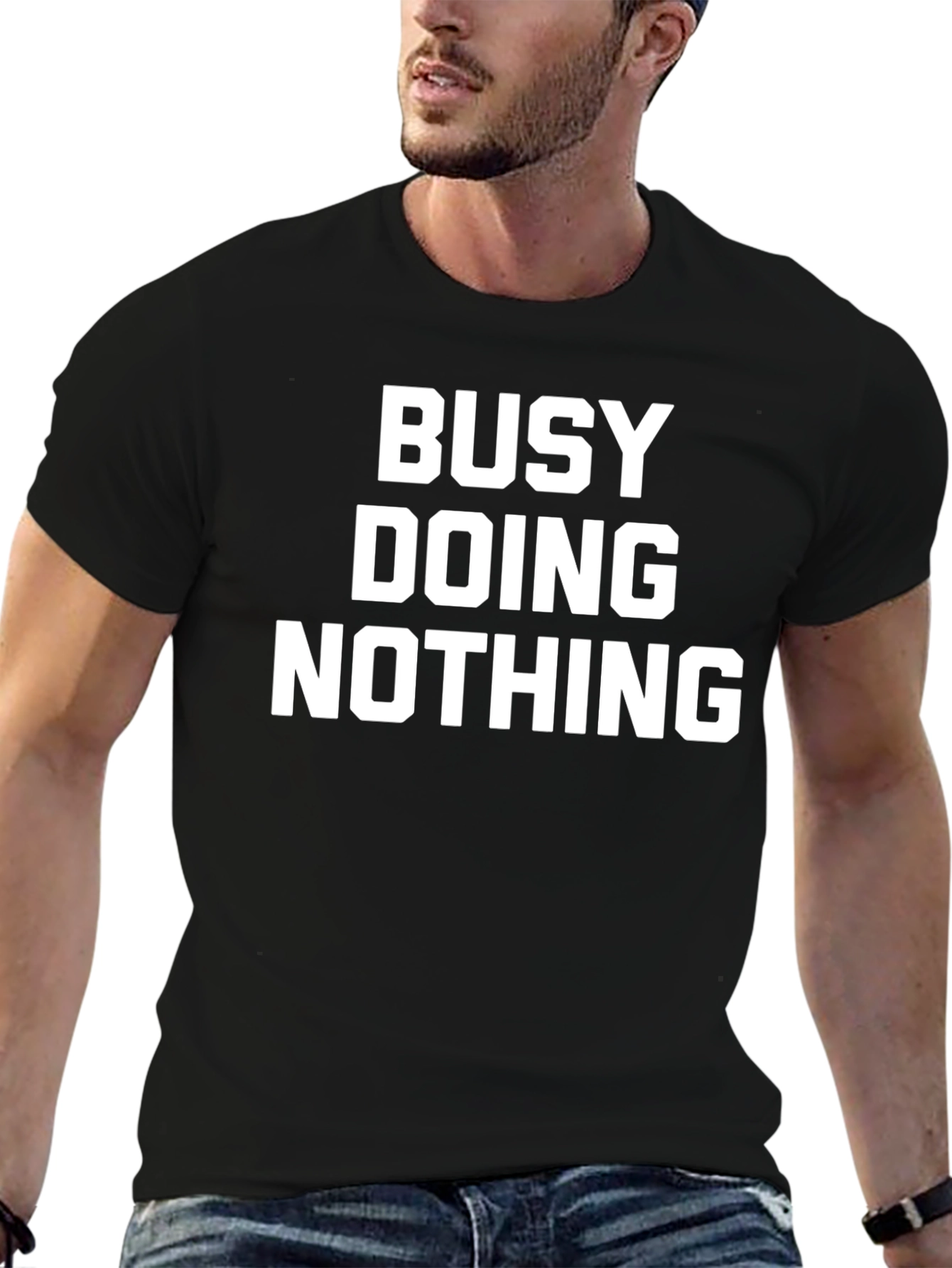 Busy Doing Nothing T-Shirt - Black Cotton Graphic Tee