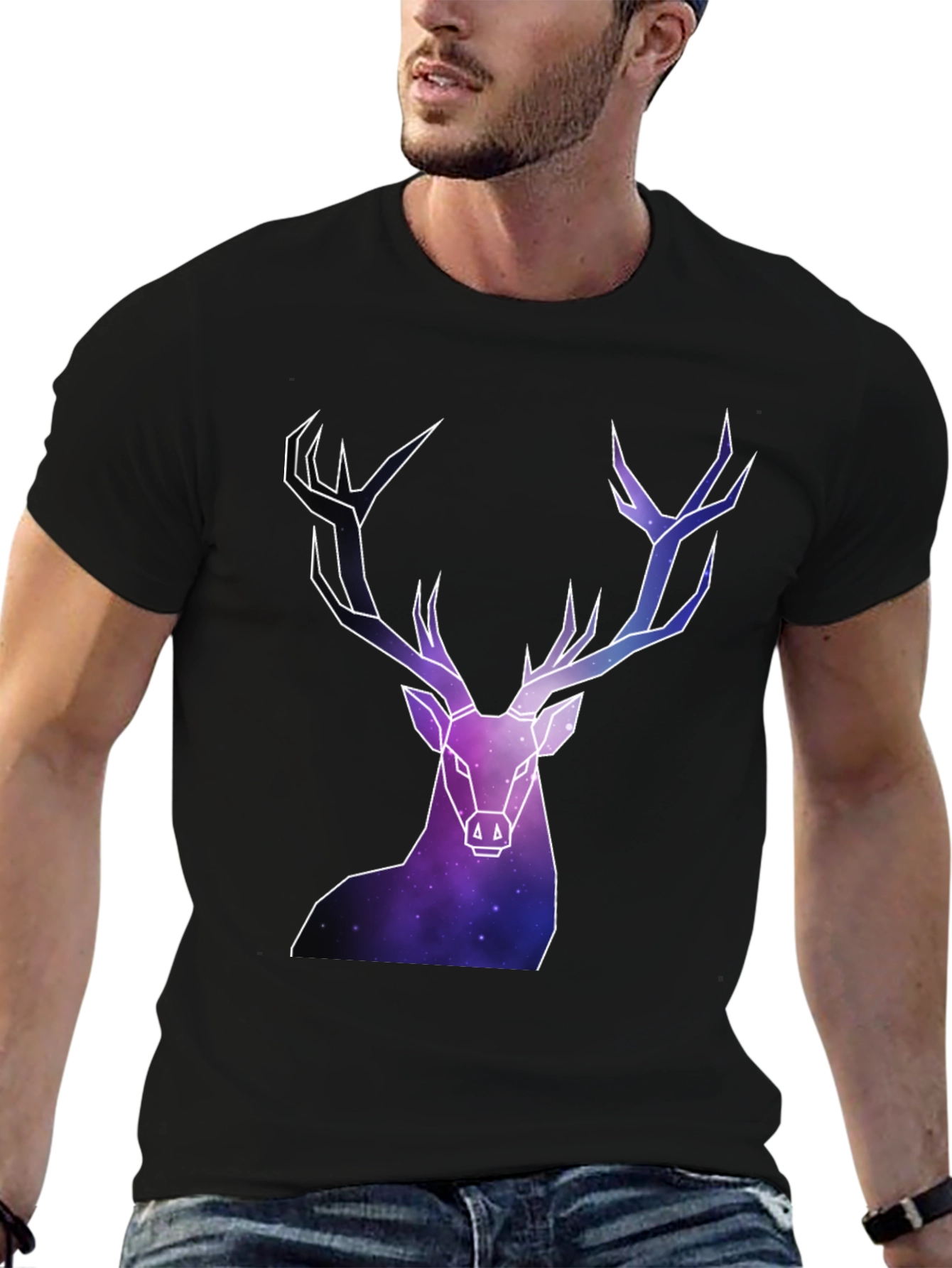 Geometric Galaxy Deer Graphic Tee