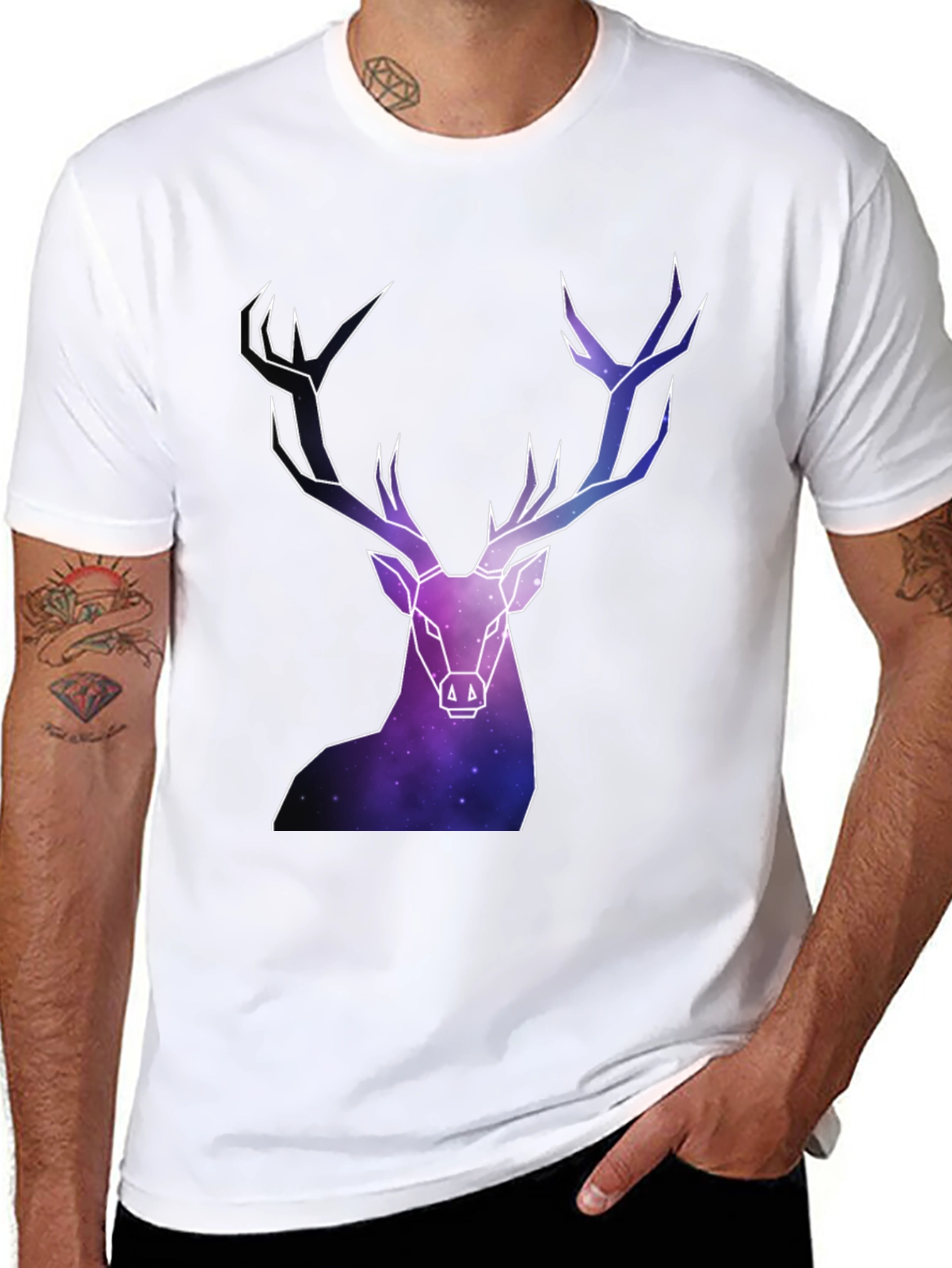 Geometric Galaxy Deer Graphic Tee