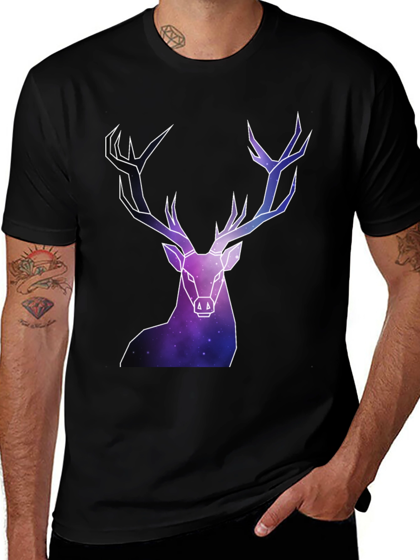 Geometric Galaxy Deer Graphic Tee