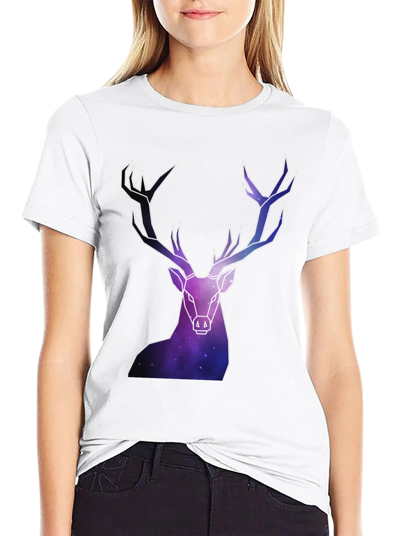 Geometric Galaxy Deer Graphic Tee
