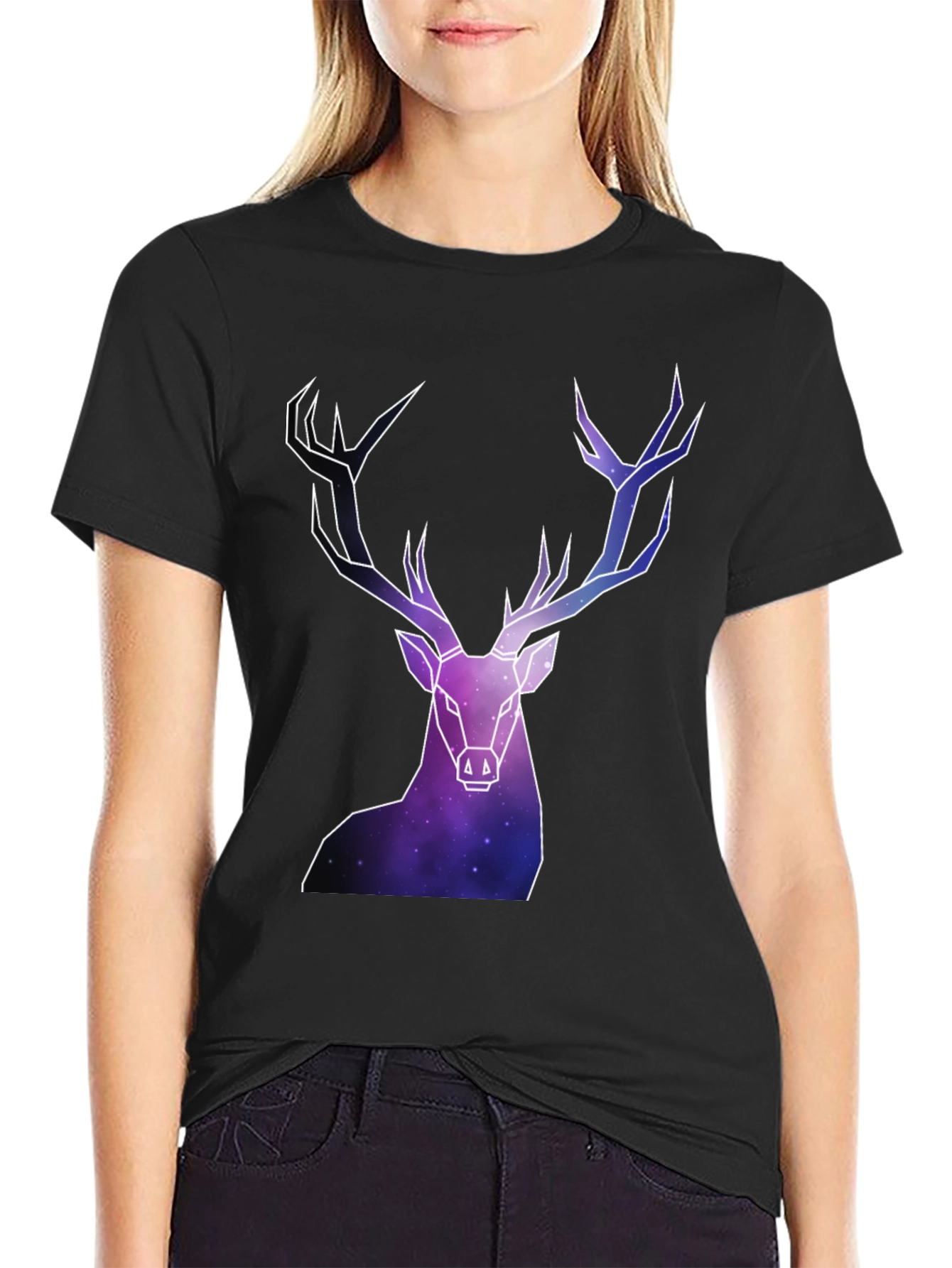 Geometric Galaxy Deer Graphic Tee