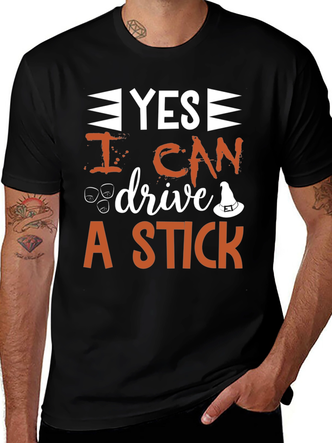 Yes I Can Drive A Stick Halloween Graphic T-Shirt