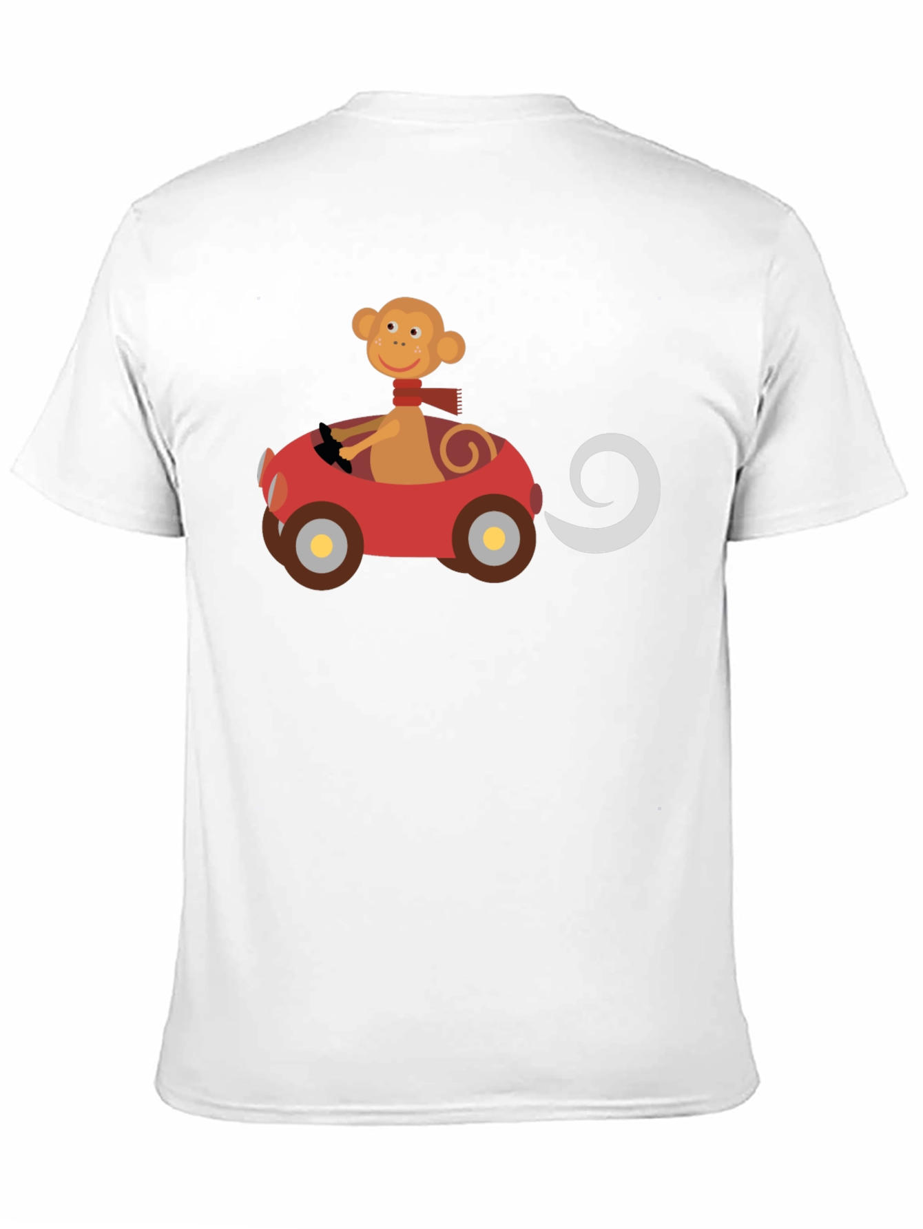 Monkey Driving Car Graphic Black T-Shirt