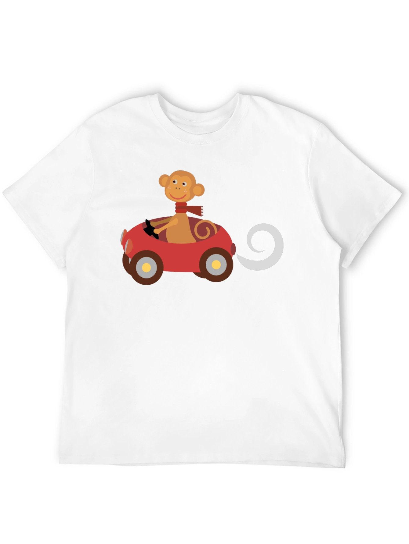Monkey Driving Car Graphic Black T-Shirt