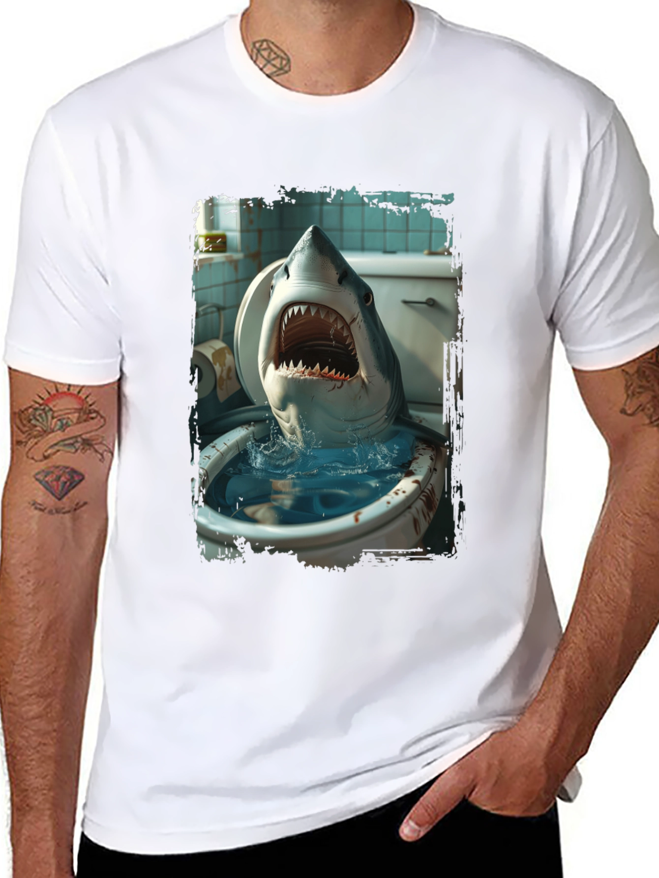 Shark Toilet Humor T-Shirt