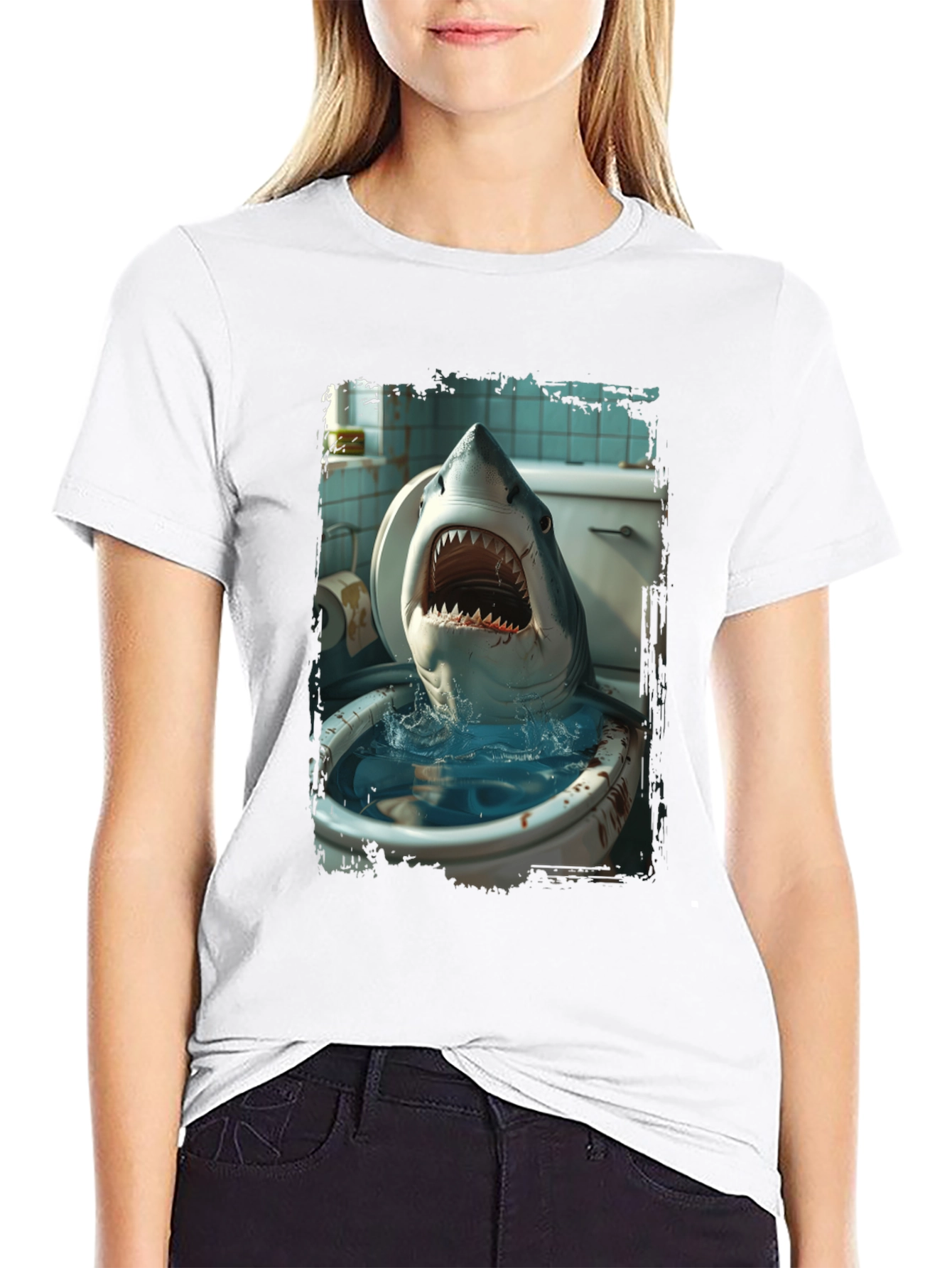 Shark Toilet Humor T-Shirt
