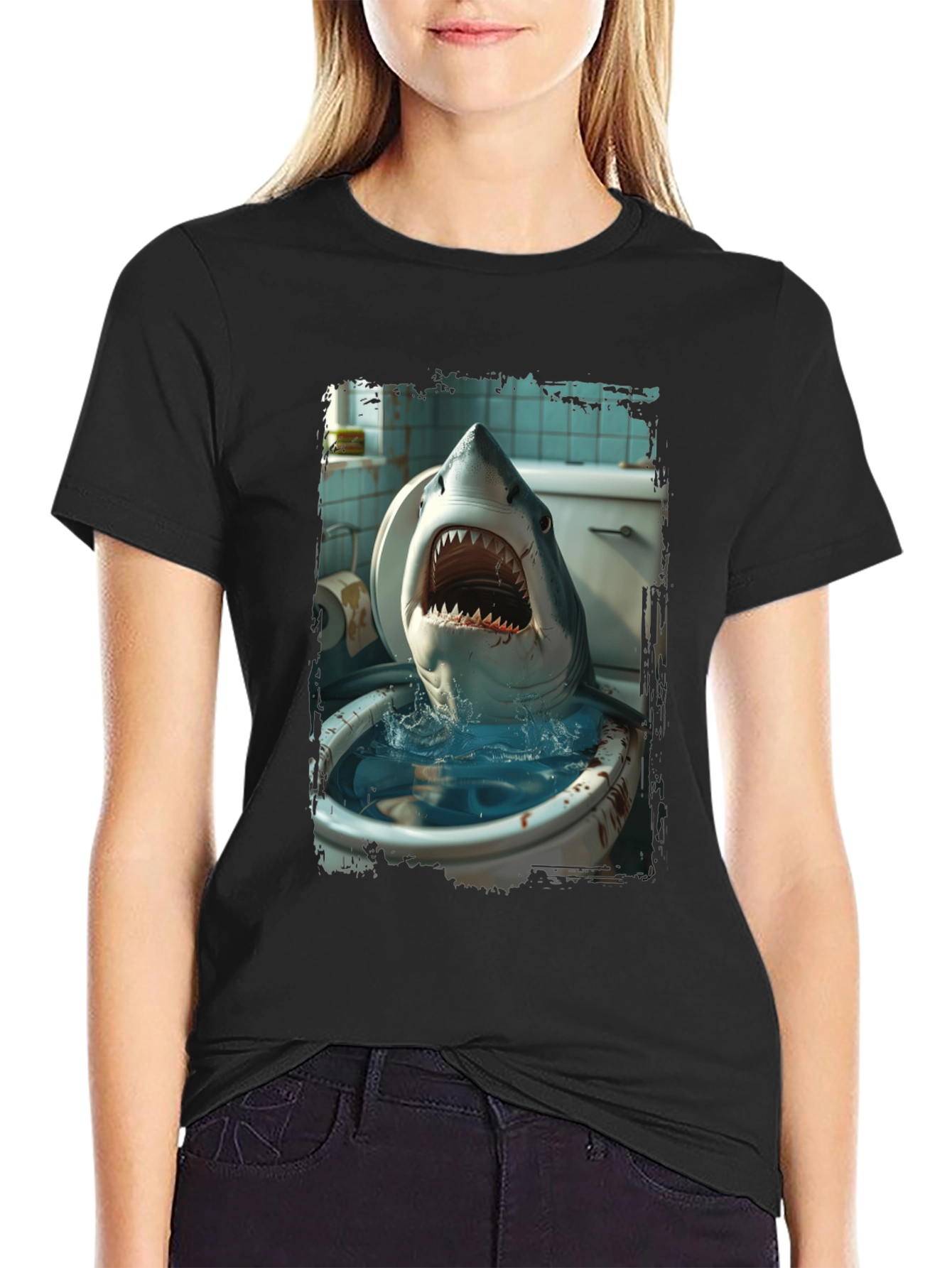 Shark Toilet Humor T-Shirt