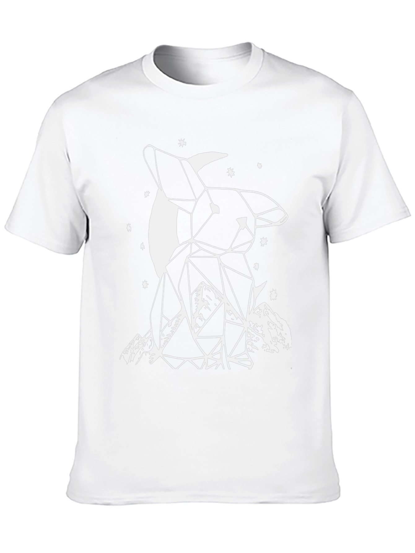 Geometric Bunny Moon Black T-Shirt