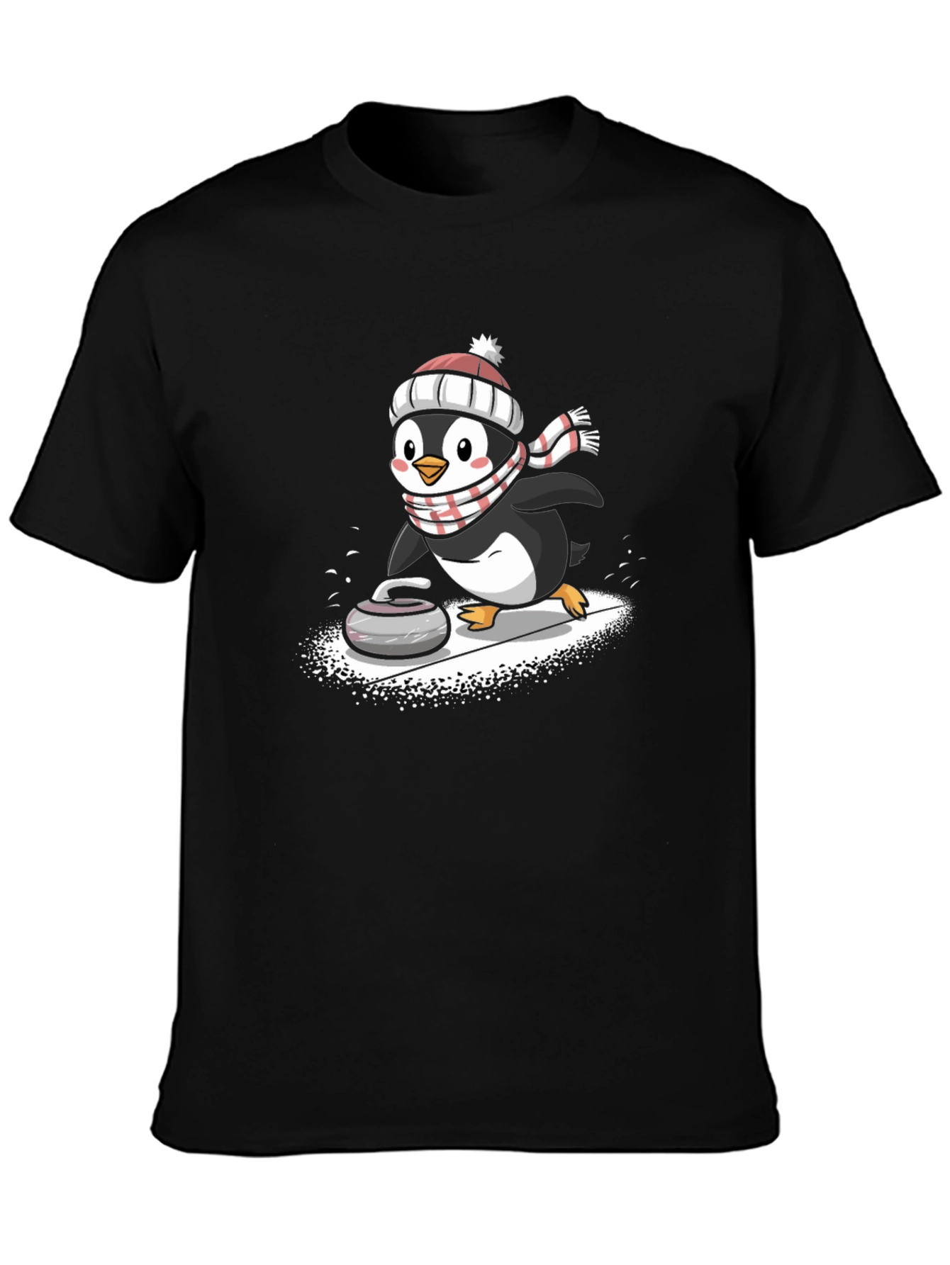Curling Penguin Graphic Tee