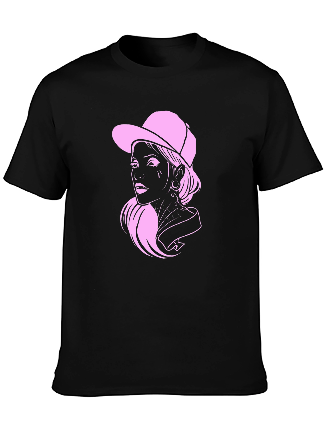 Cool Pink Lady Graphic Black T-Shirt