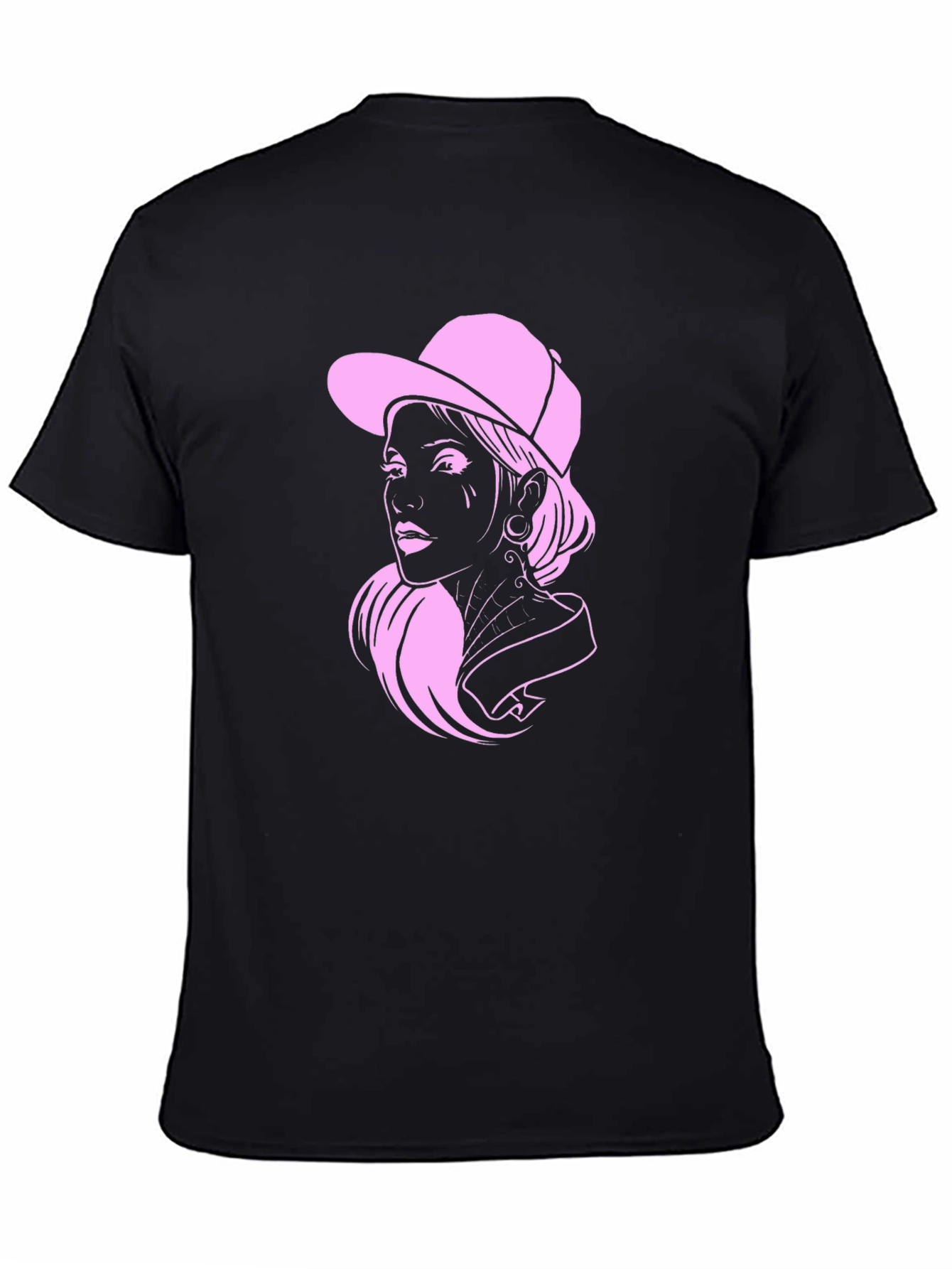 Cool Pink Lady Graphic Black T-Shirt