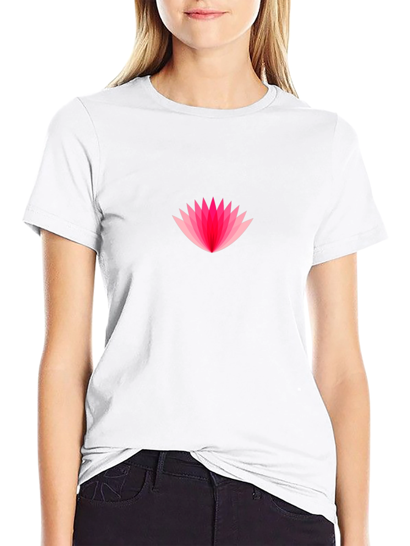 Pink Lotus Graphic Black T-Shirt