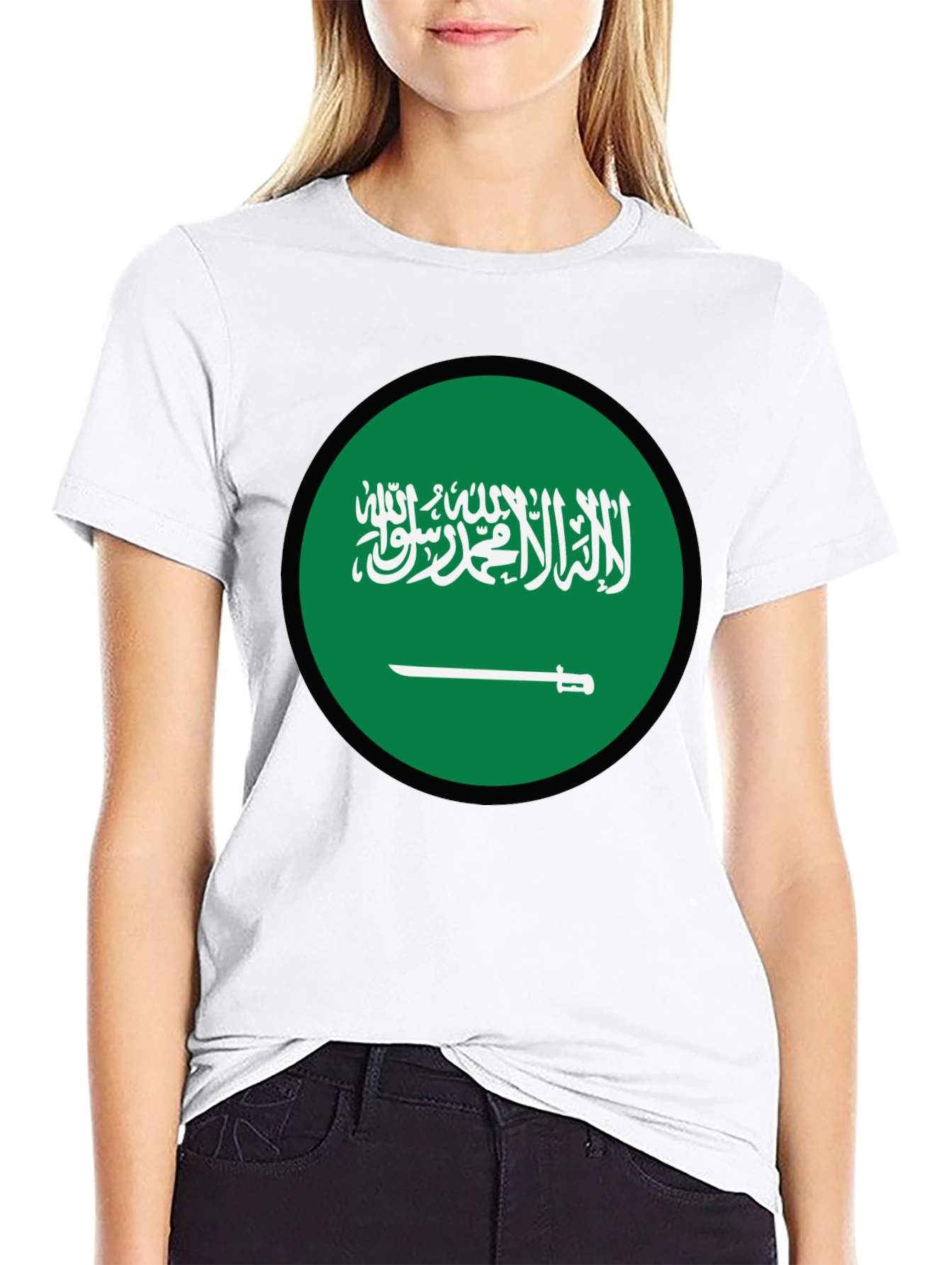 Saudi Arabia Flag T-Shirt - Black Crew Neck Tee