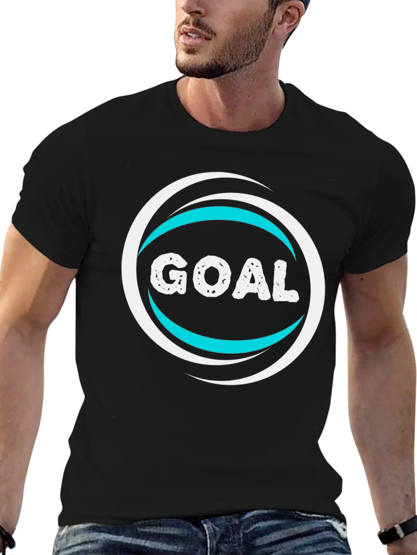 Goal T-Shirt - Black Cotton Blend Graphic Tee