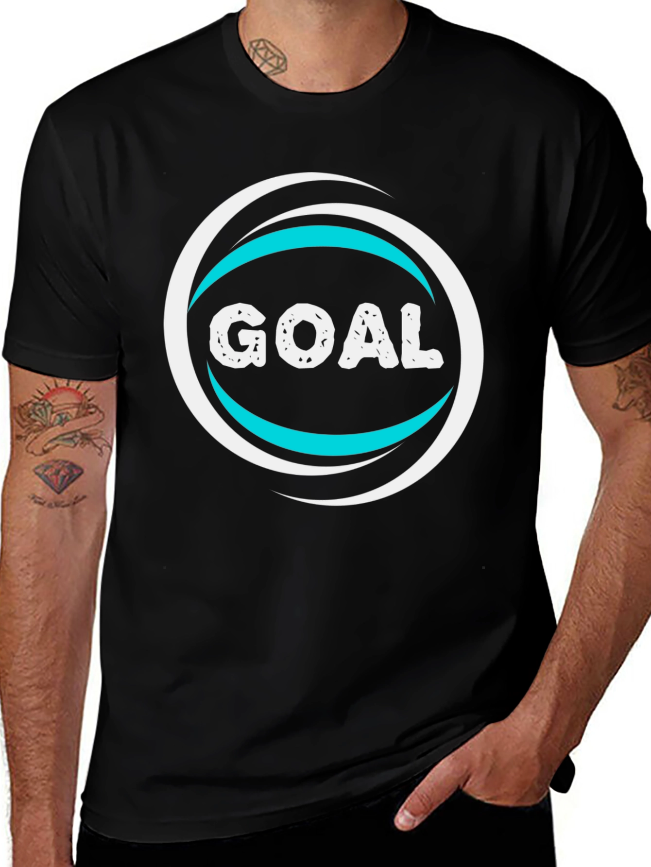 Goal T-Shirt - Black Cotton Blend Graphic Tee