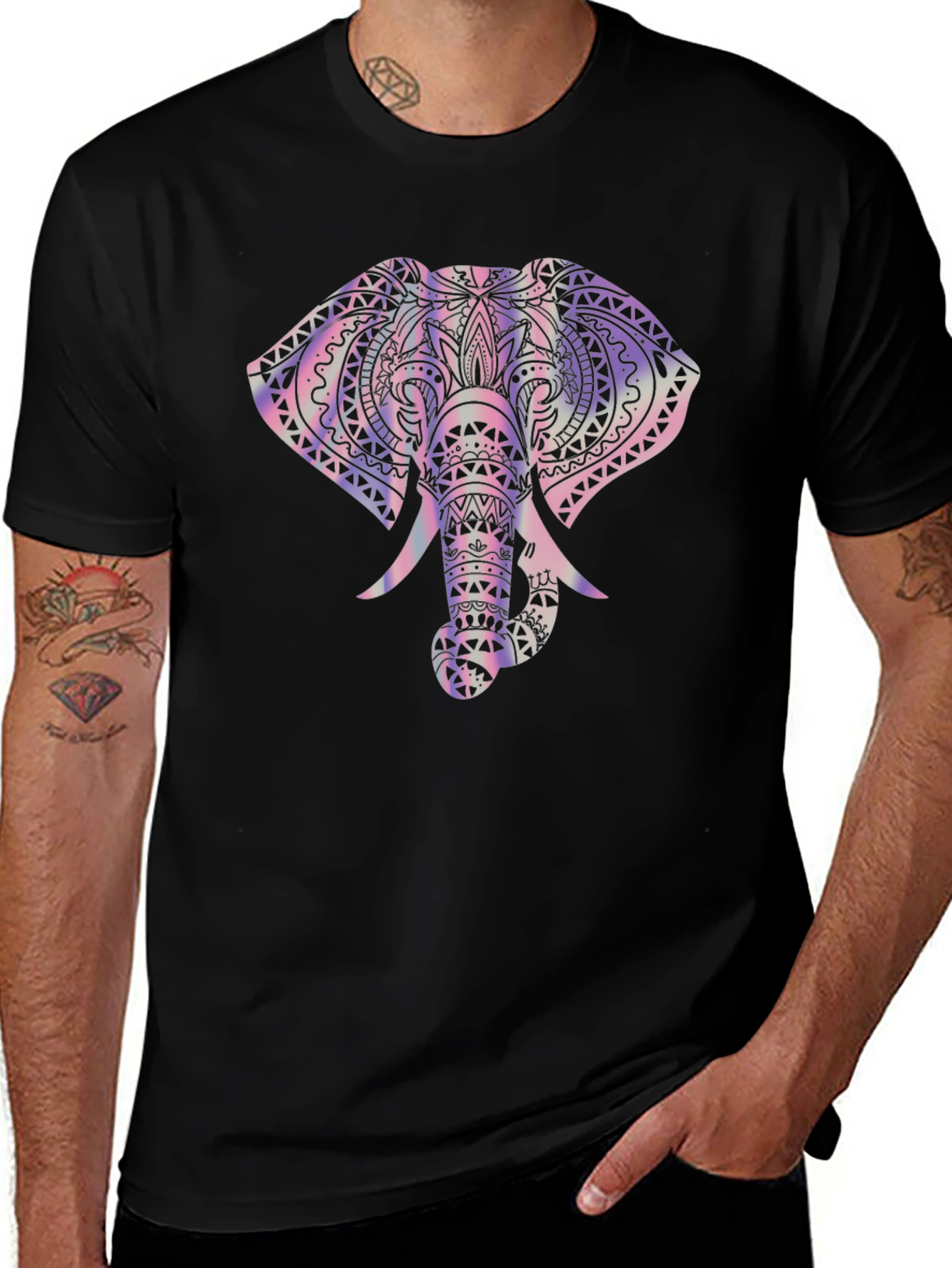 Elephant Graphic Tee - Trendy Mens Black T-Shirt