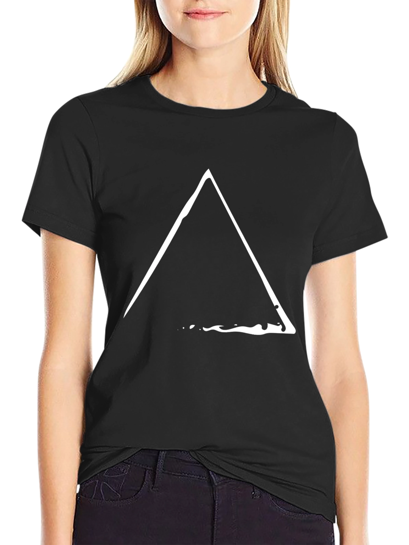 Minimalist Triangle Graphic Tee - Black