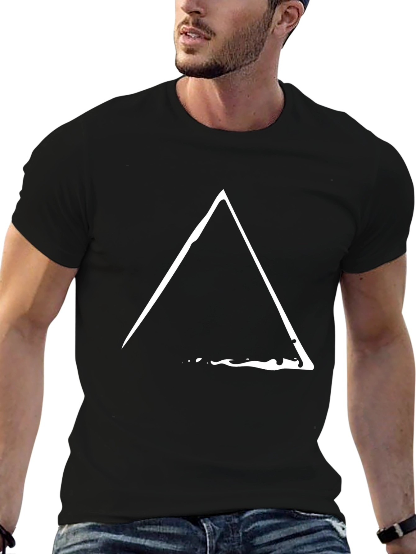 Minimalist Triangle Graphic Tee - Black