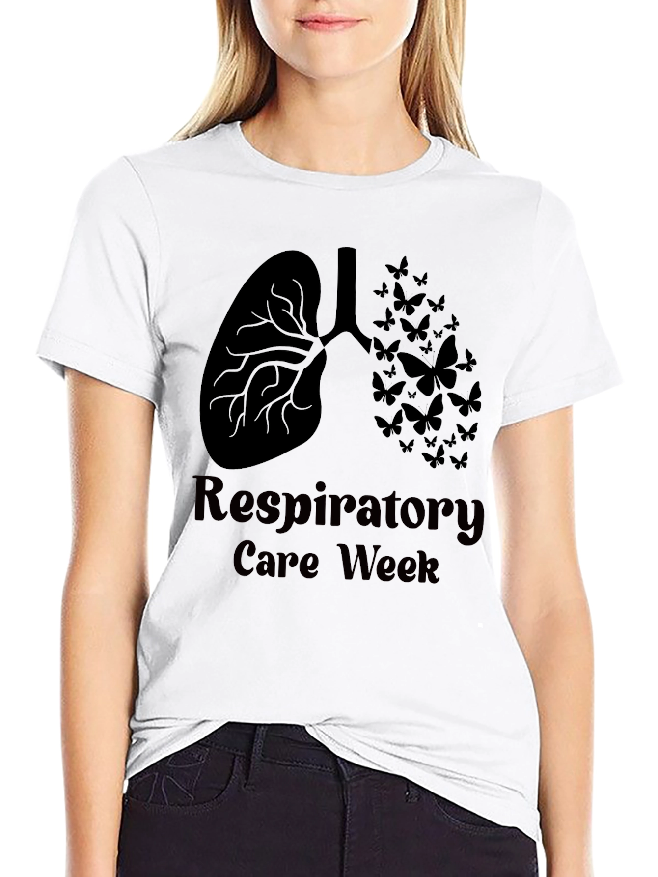 Respiratory Care Week T-Shirt Lungs and Butterflies Graphic