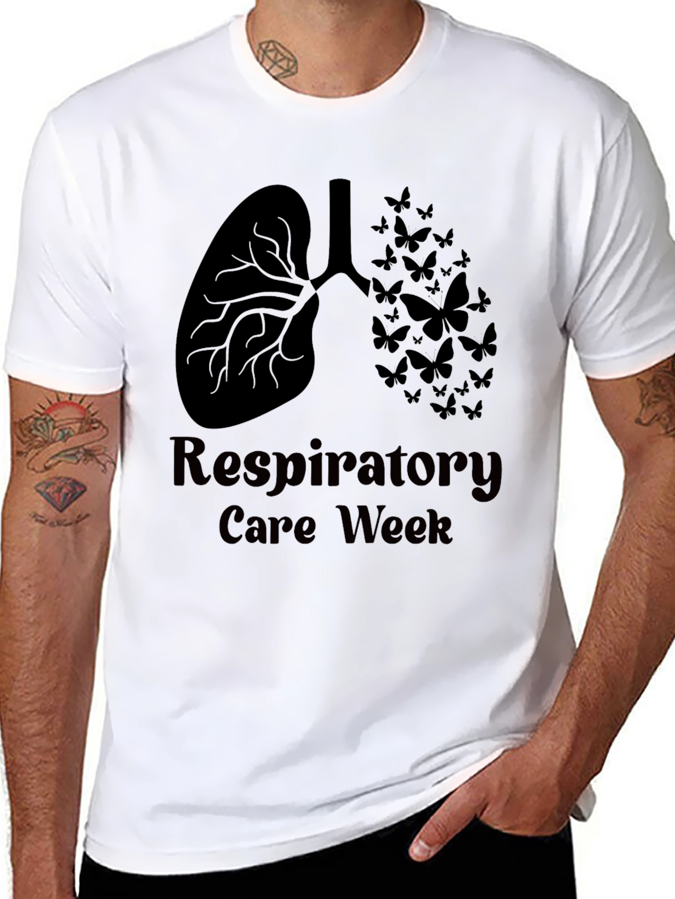 Respiratory Care Week T-Shirt Lungs and Butterflies Graphic