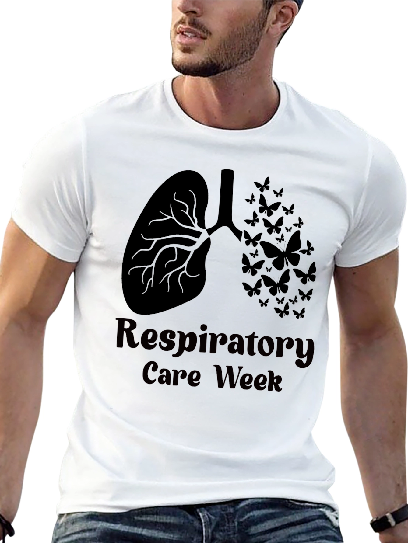 Respiratory Care Week T-Shirt Lungs and Butterflies Graphic