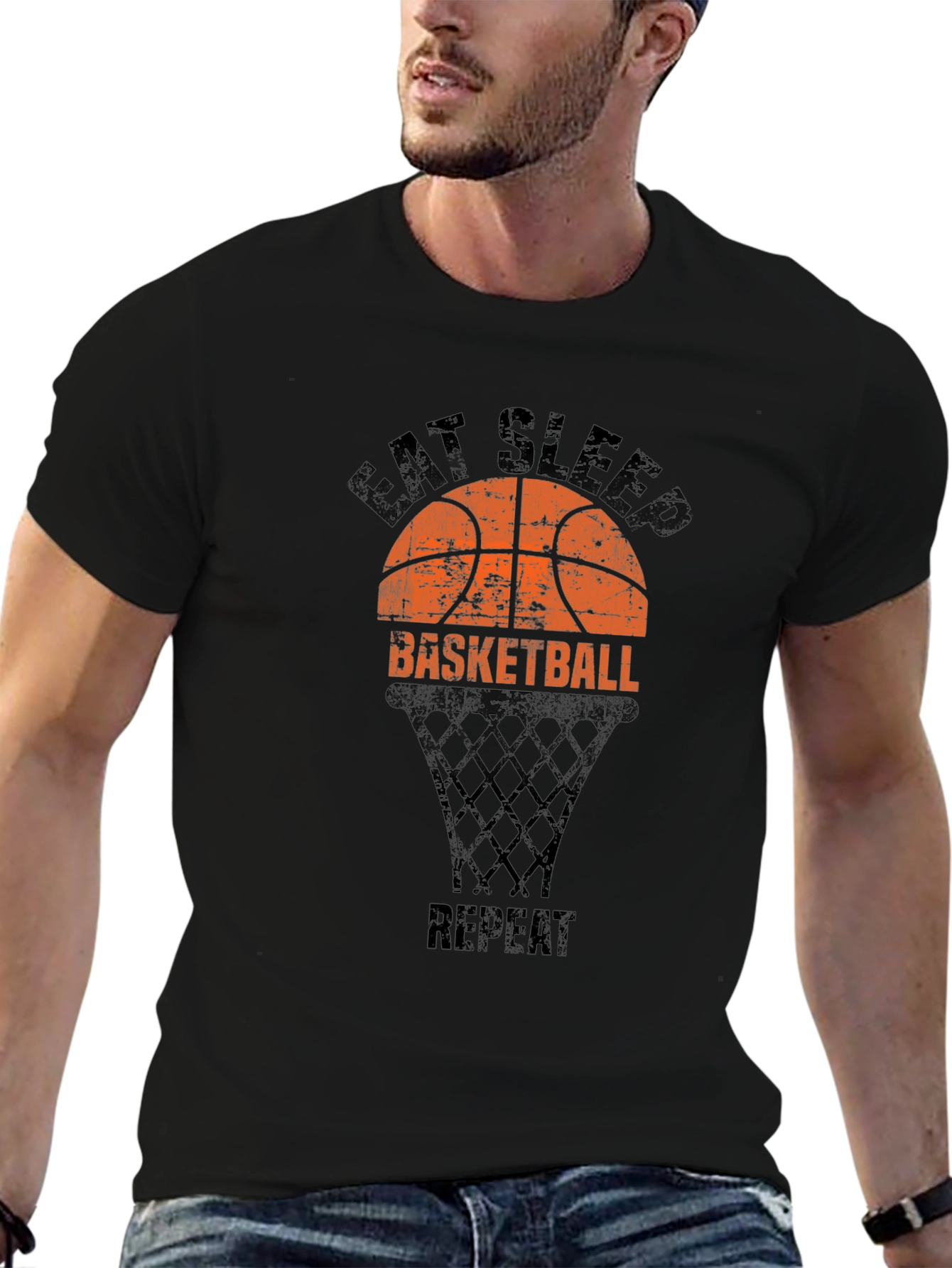 Eat Sleep Basketball Repeat Black T-Shirt