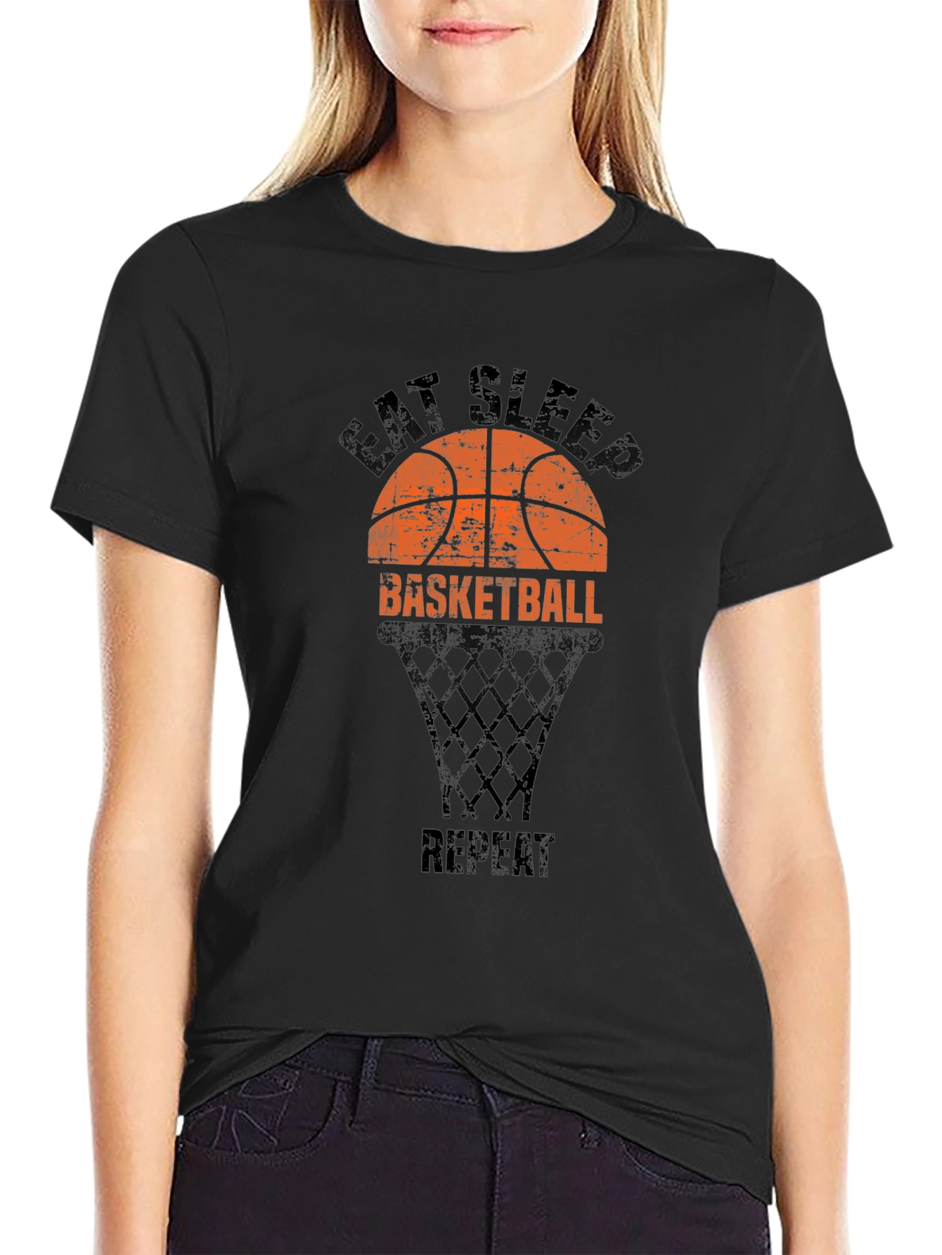 Eat Sleep Basketball Repeat Black T-Shirt