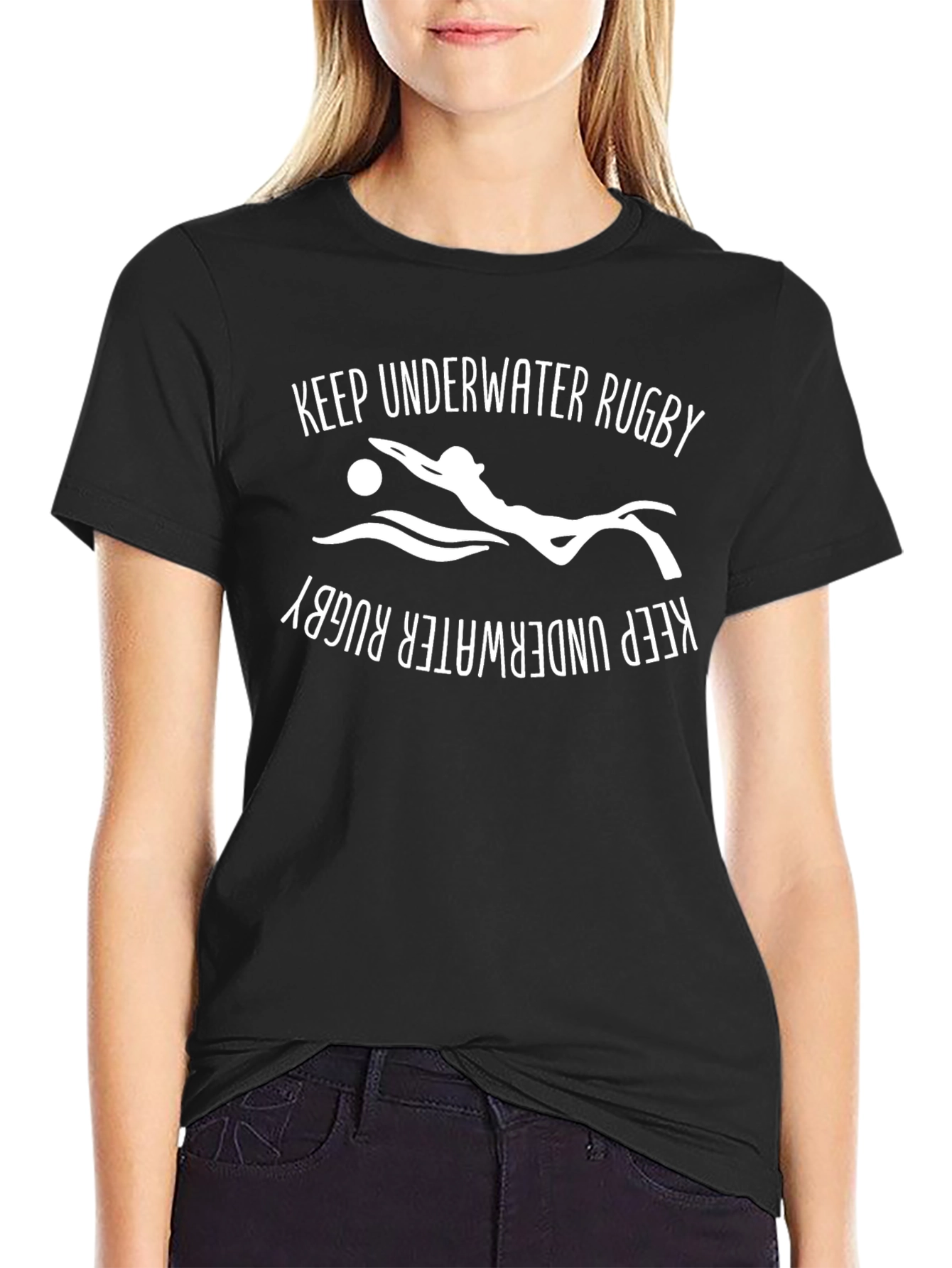 Keep Underwater Rugby Black T-Shirt