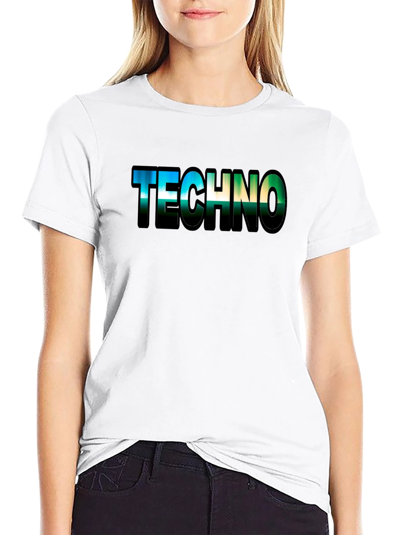 Techno Graphic Tee - Black Cotton Crew Neck T-Shirt