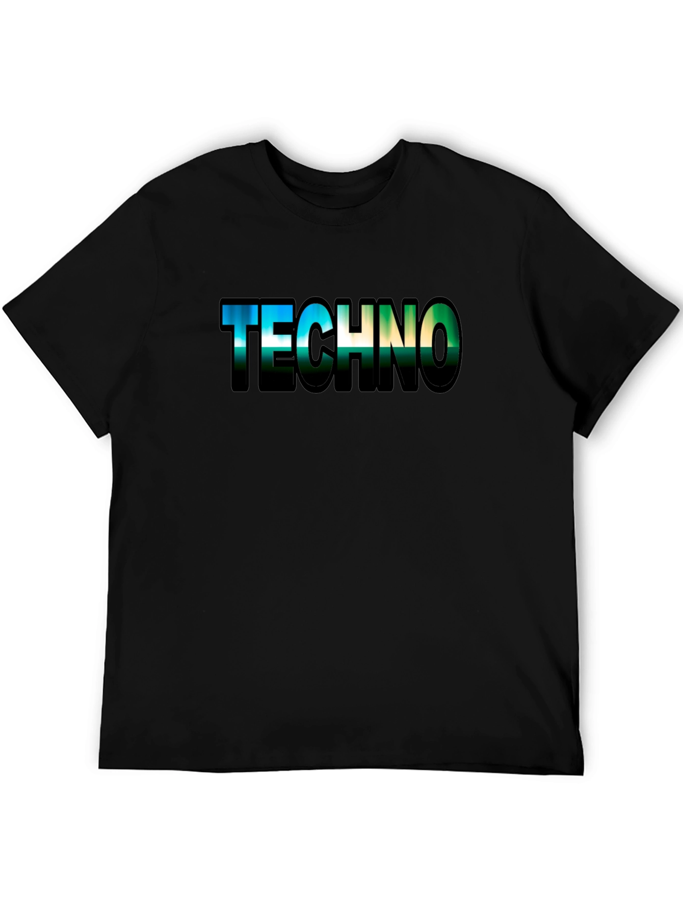 Techno Graphic Tee - Black Cotton Crew Neck T-Shirt