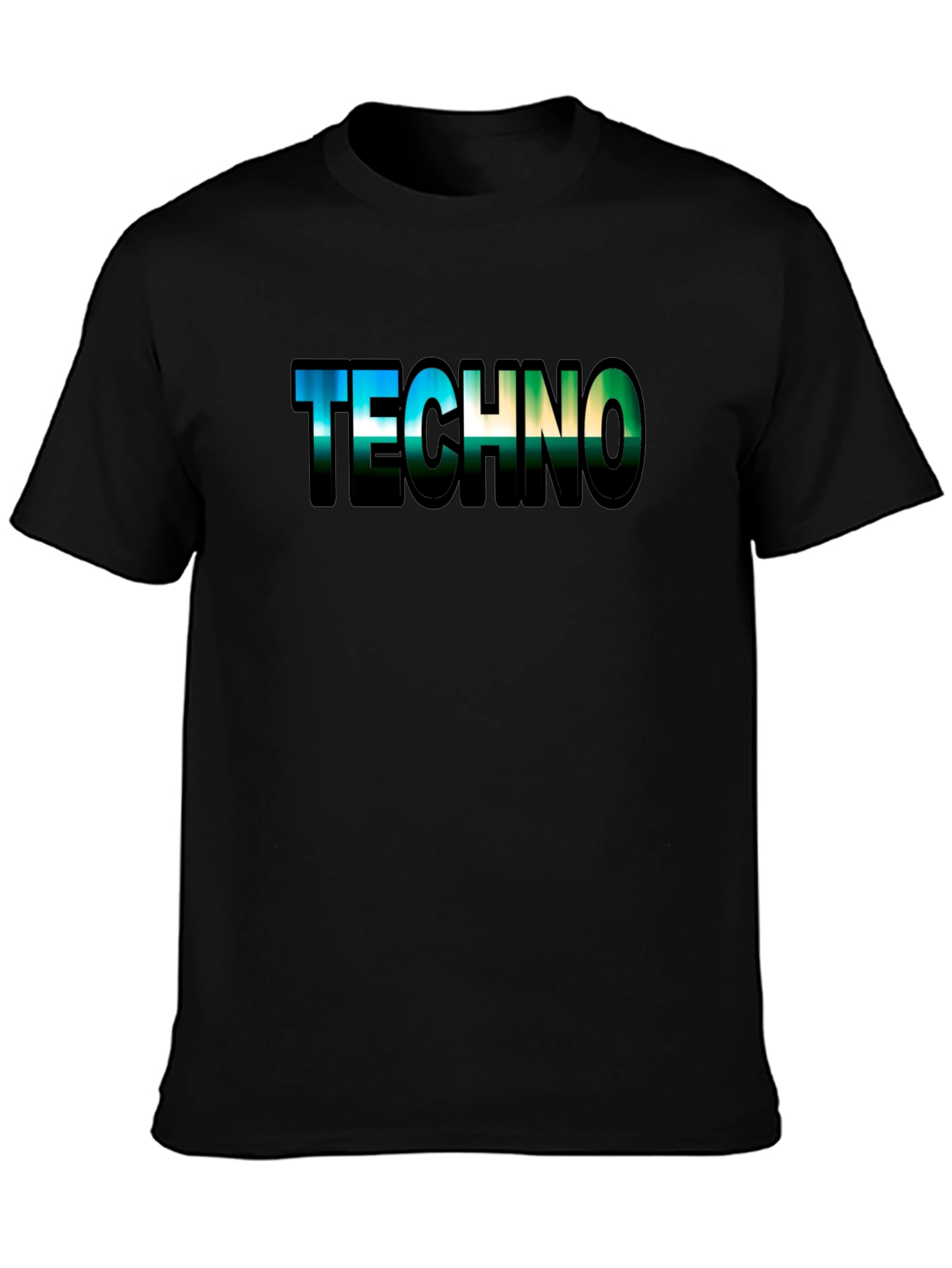 Techno Graphic Tee - Black Cotton Crew Neck T-Shirt